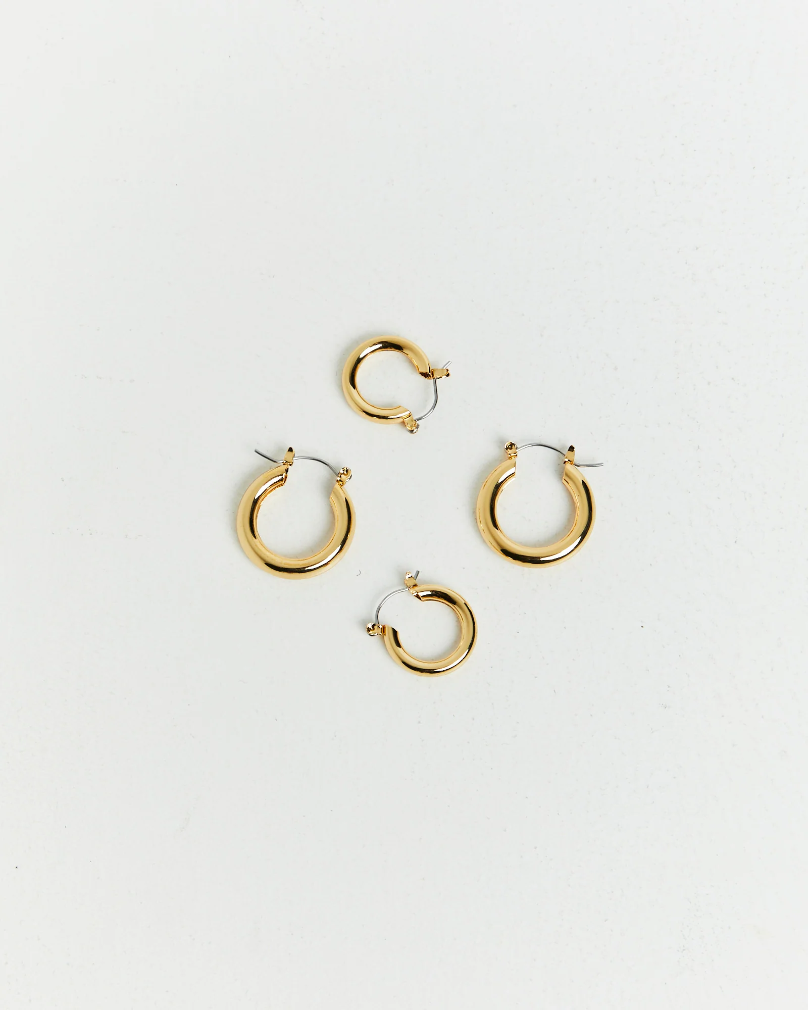 14k Classic Hoops Set Plated - Image 4