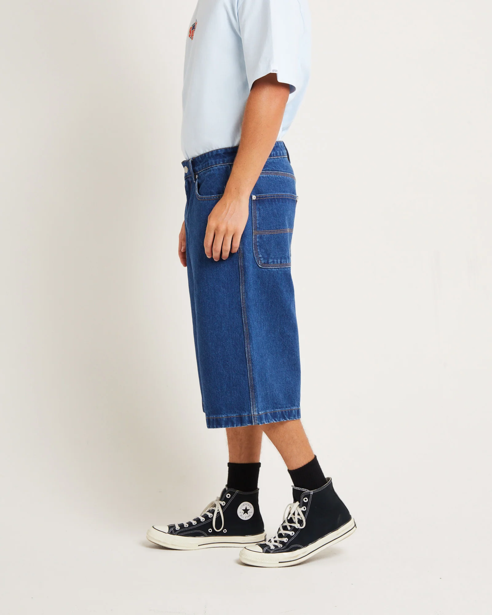 3/4 Skate Denim Jorts in Y2K Indigo - Image 5