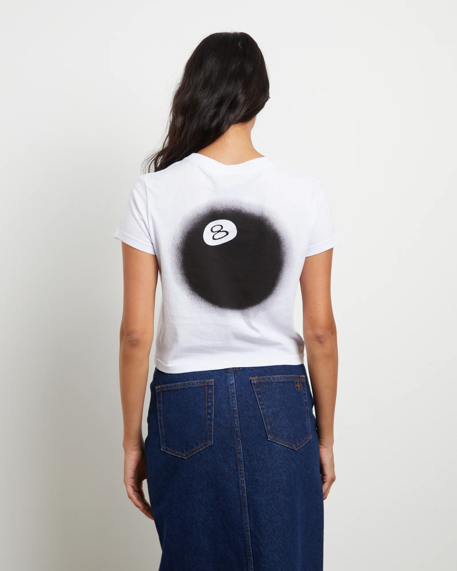8 Ball Fade Slim Tee in White - Image 2
