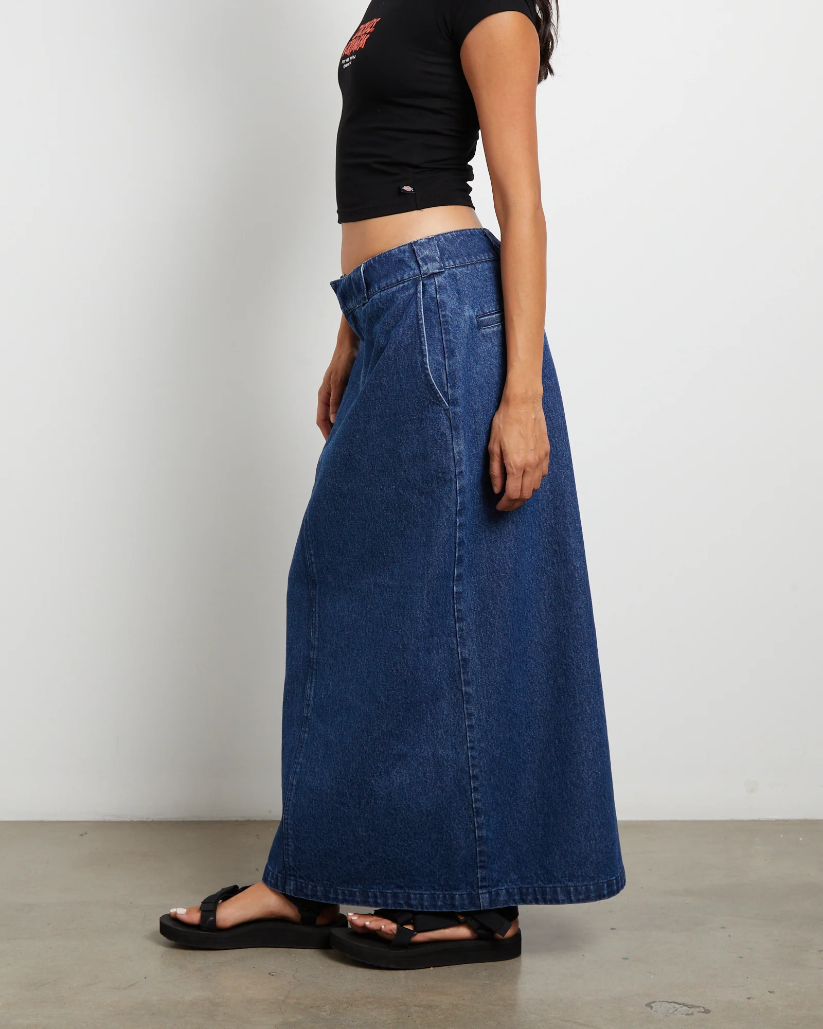 874 Denim Maxi Skirt in Stone Washed Indigo - Image 4