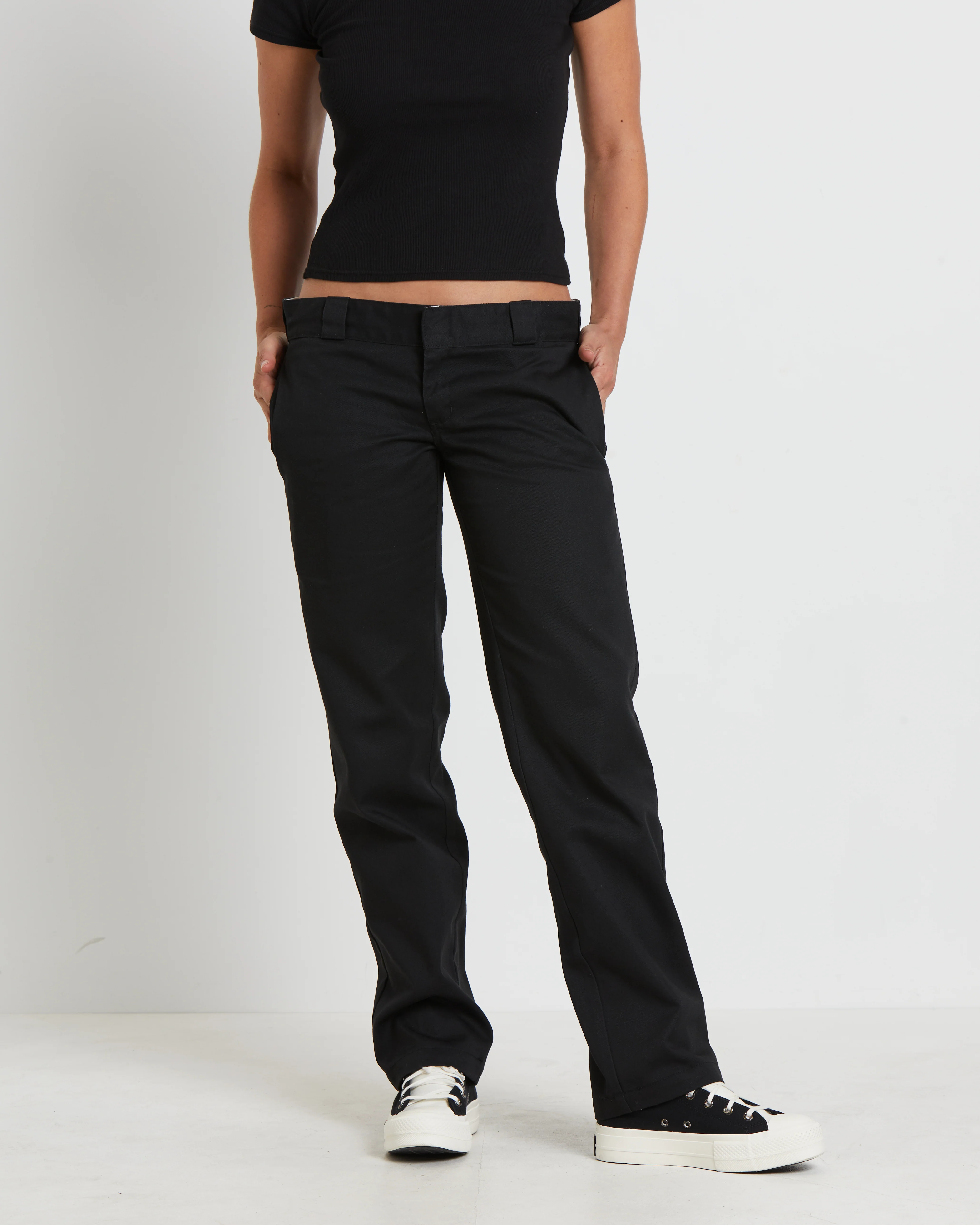 875 Washed Low Rider Pants in Black