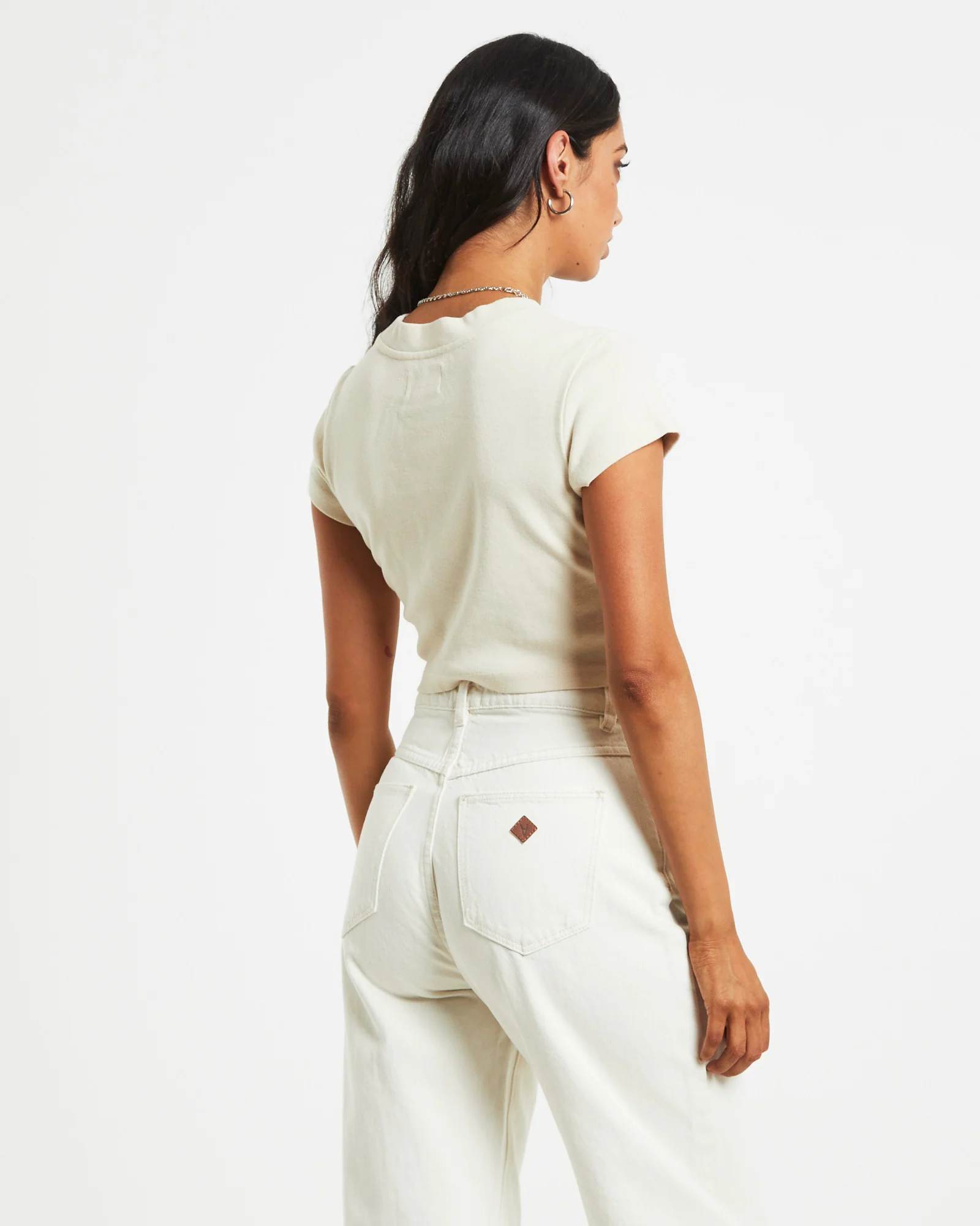 90s Cropped Tee in Shell White - Image 2