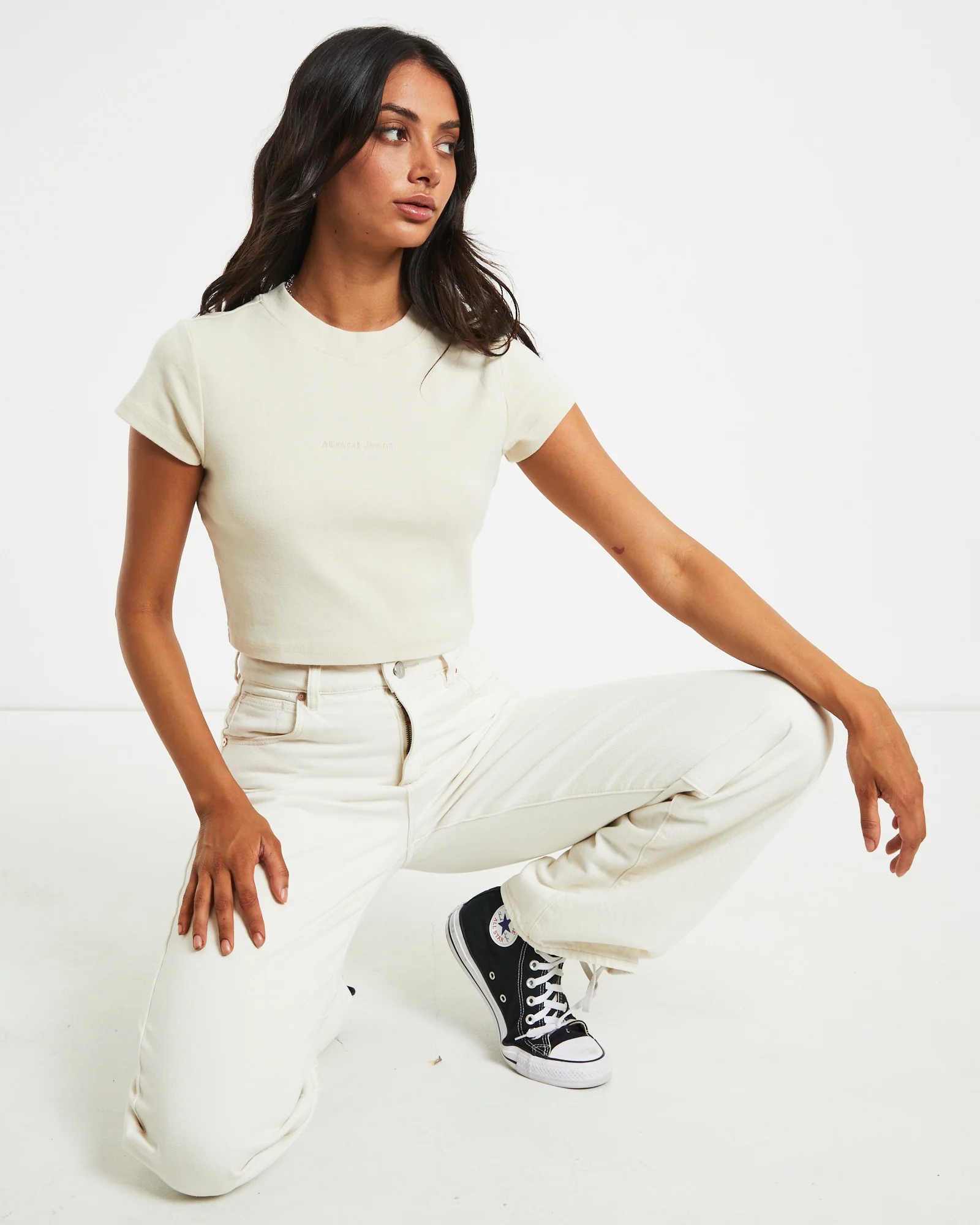 90s Cropped Tee in Shell White - Image 5