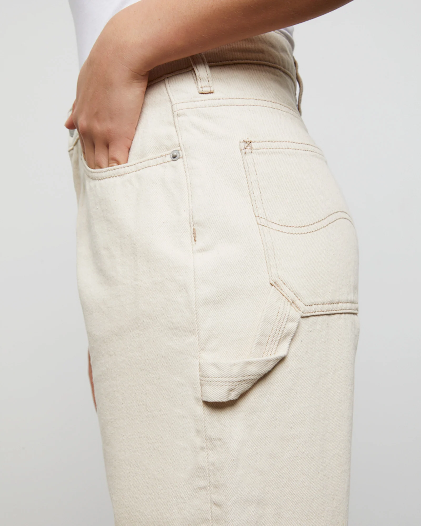 90s Mid Baggy Denim Jeans Organic Ecru - Image 4