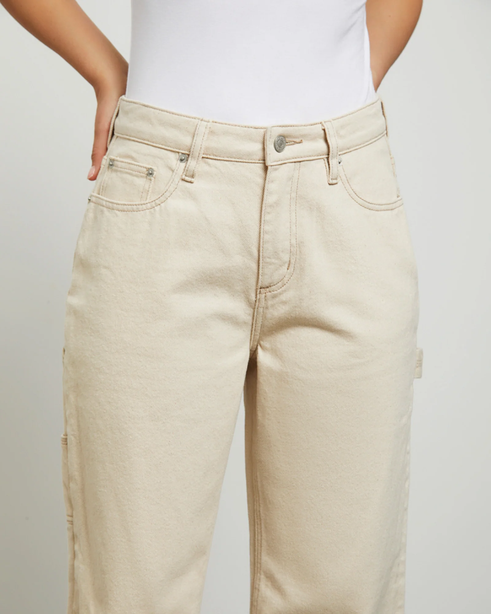 90s Mid Baggy Denim Jeans Organic Ecru - Image 5