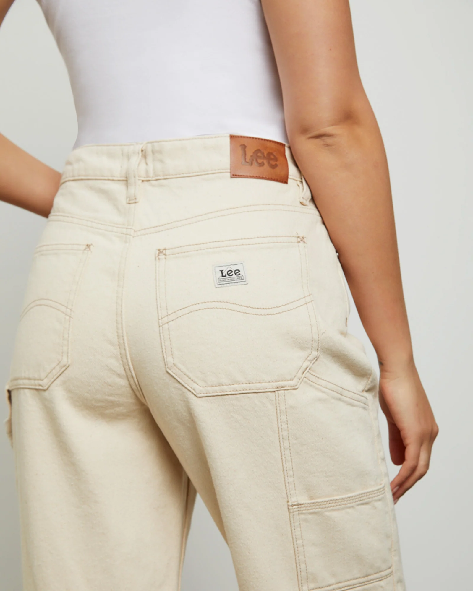 90s Mid Baggy Denim Jeans Organic Ecru - Image 6