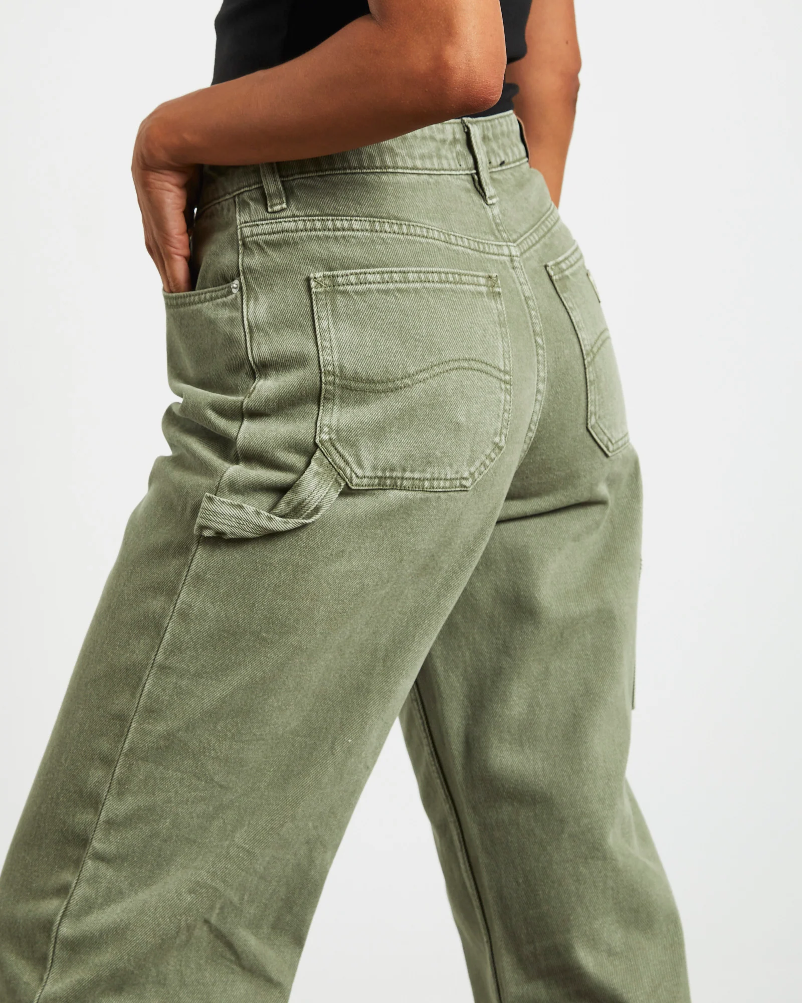 90s Mid Rise Baggy Jeans in Organic Green - Image 6