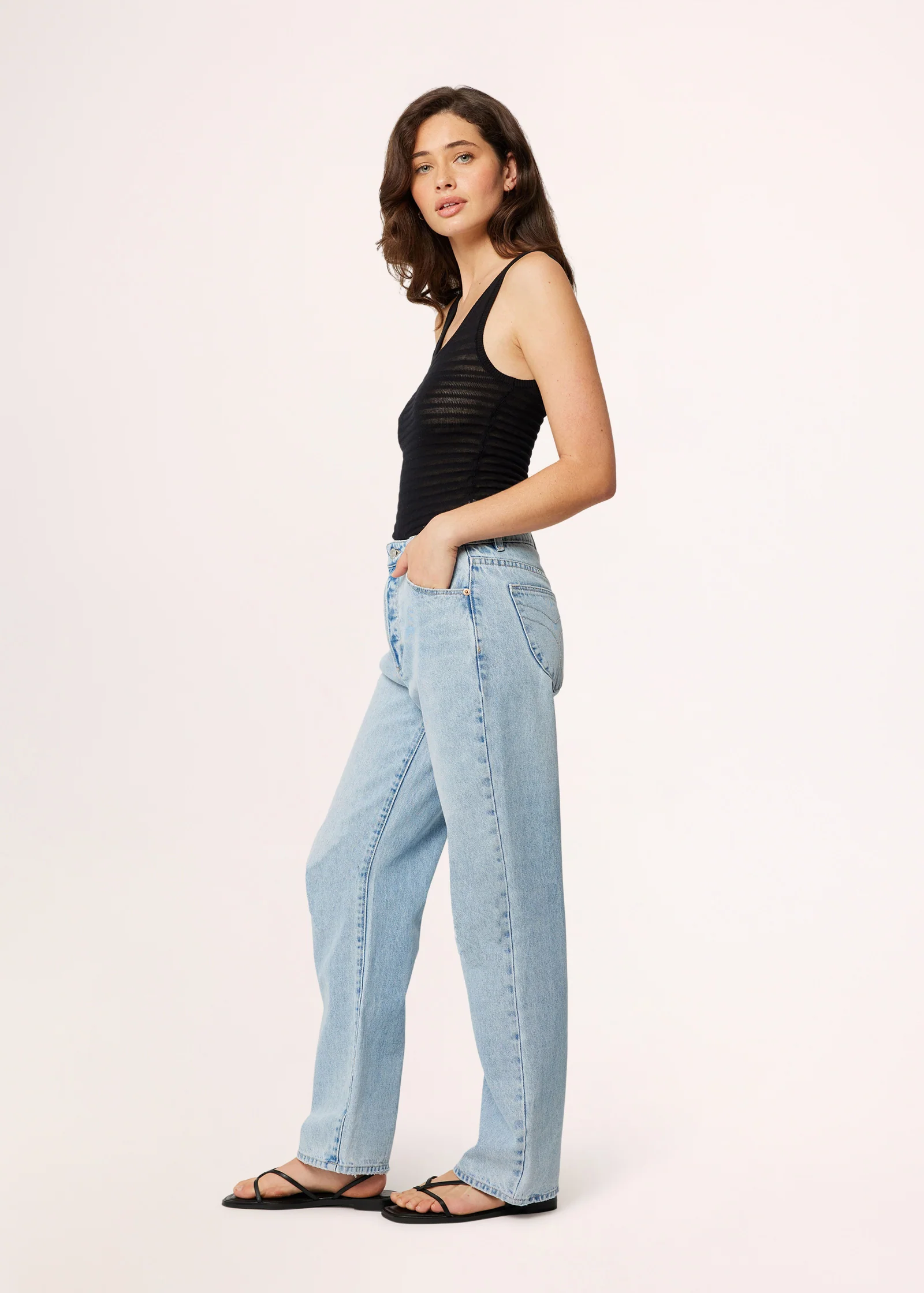 90's Relaxed Denim Jeans Long Beach Worn - Image 7