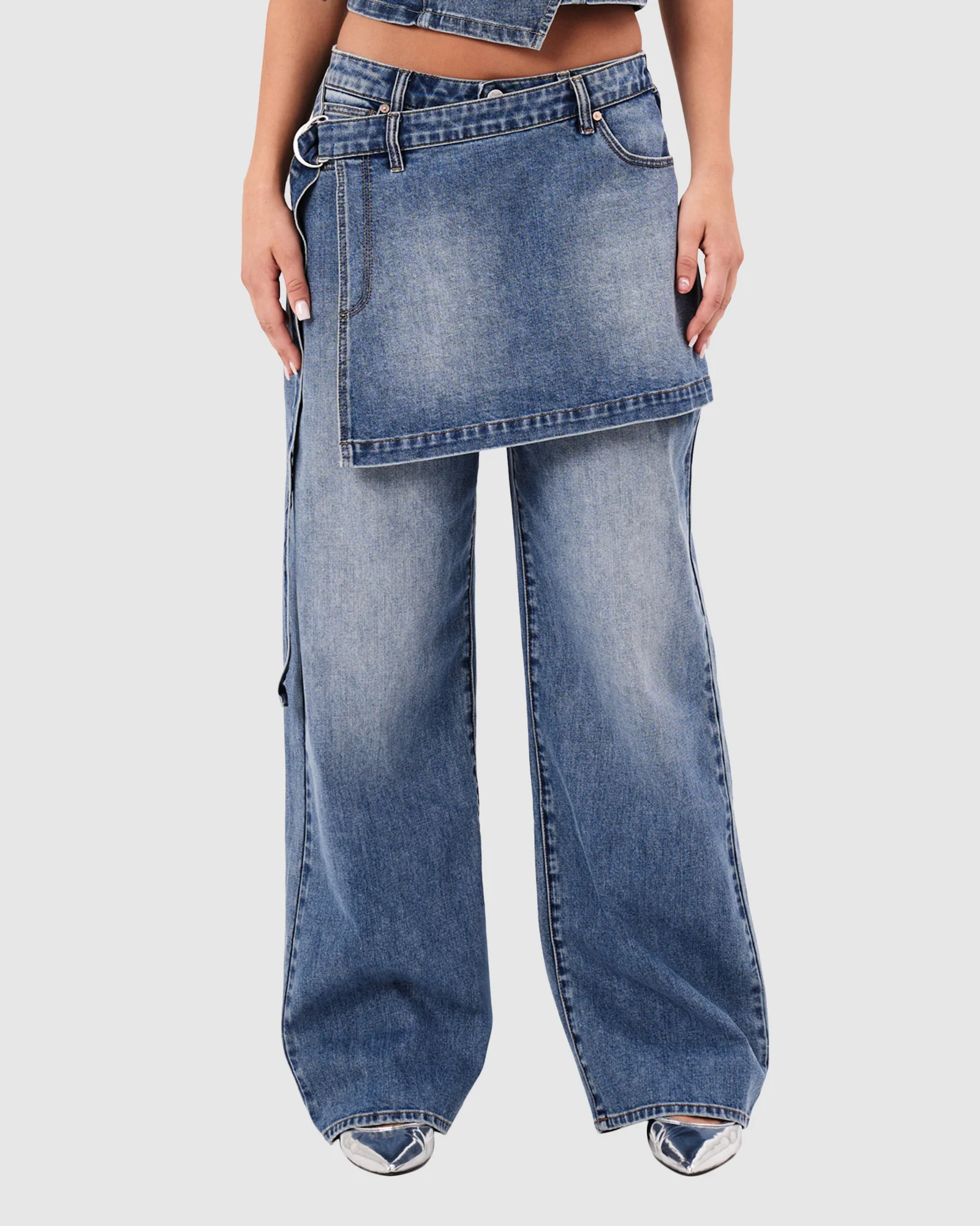 95 Mid Baggy Skirt Denim Jeans Dalia - Image 2