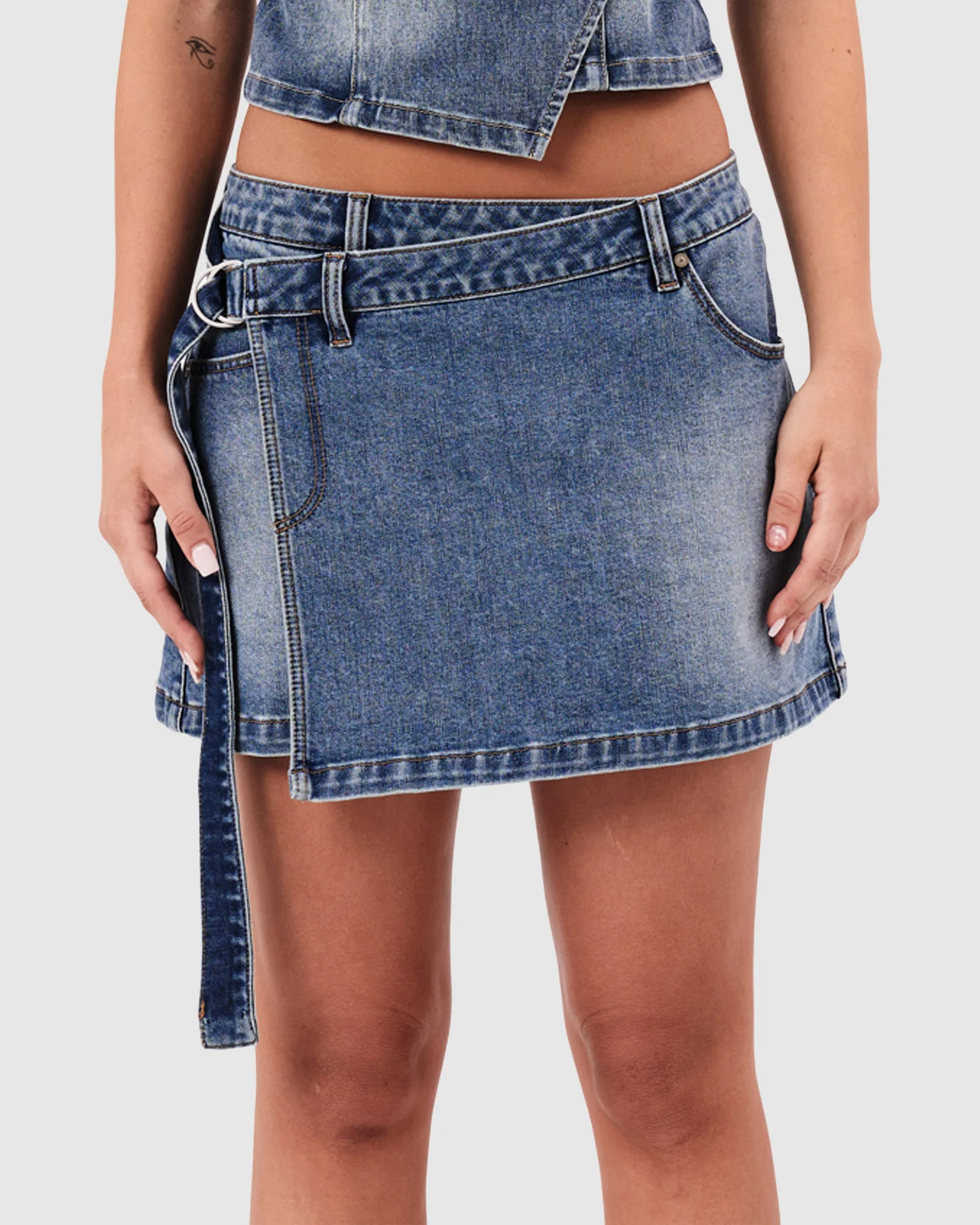 95 Mid Wrap Denim Skirt - Image 3