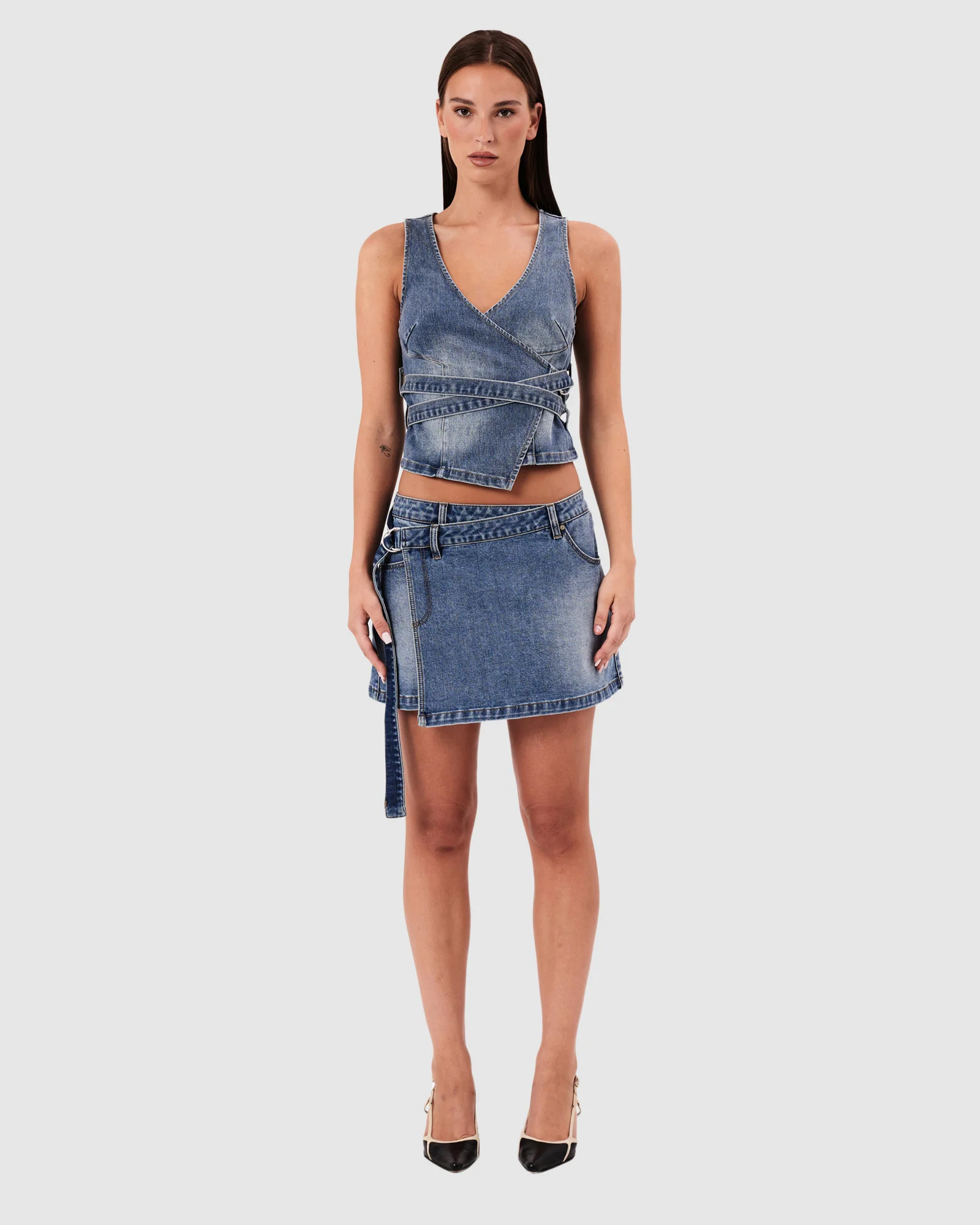 95 Mid Wrap Denim Skirt - Image 4