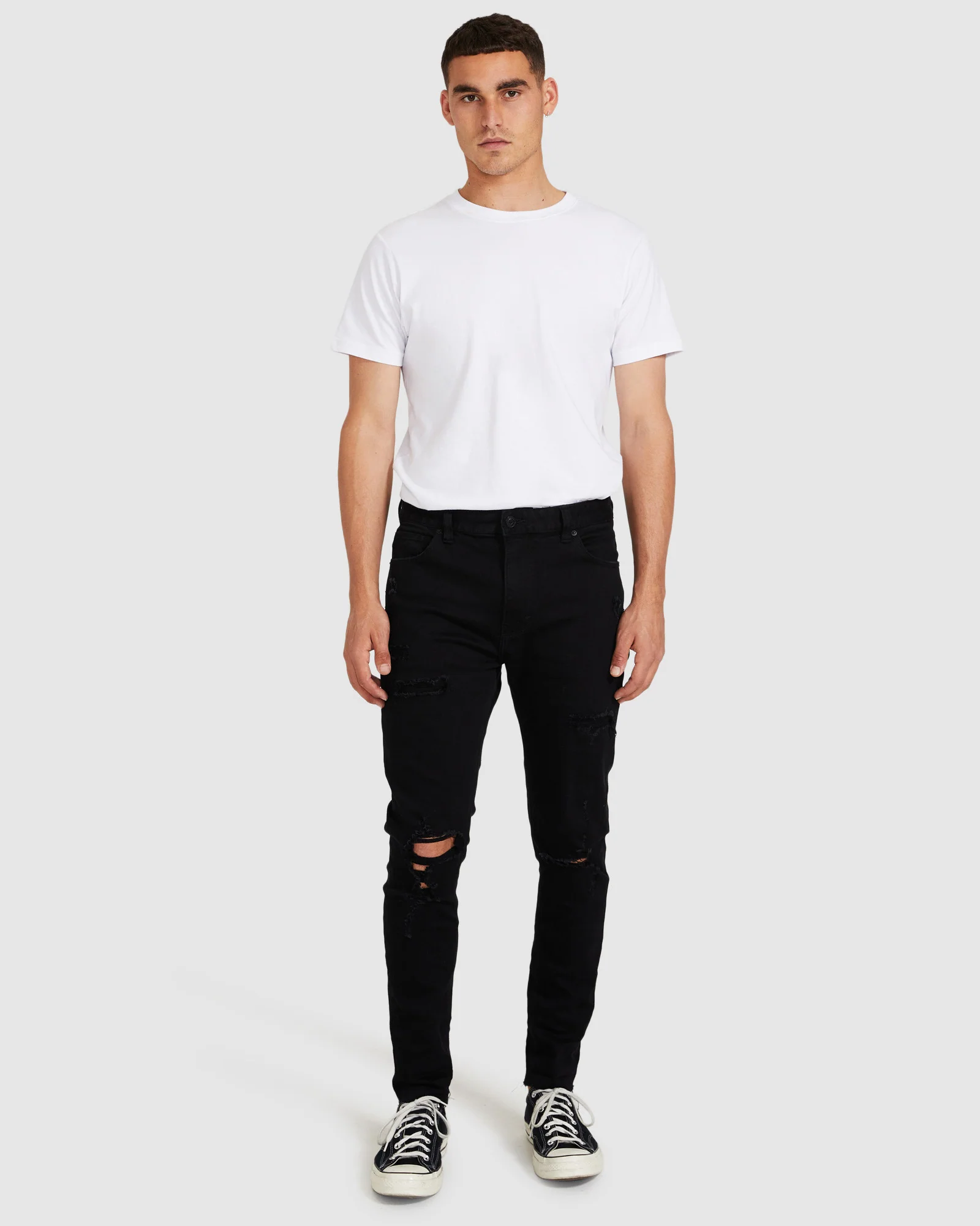 A Dropped Slim Turn Up Denim Jeans - Image 3