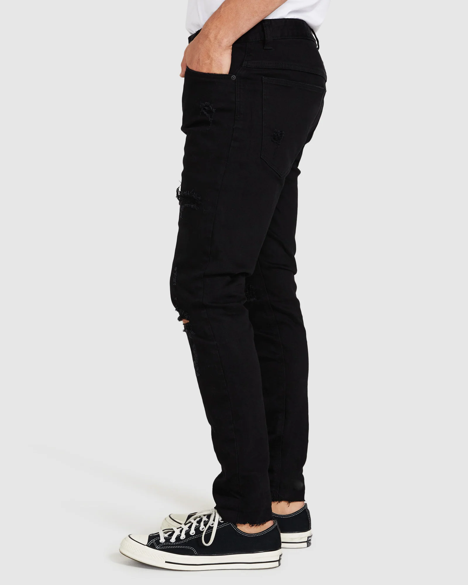 A Dropped Slim Turn Up Denim Jeans - Image 4
