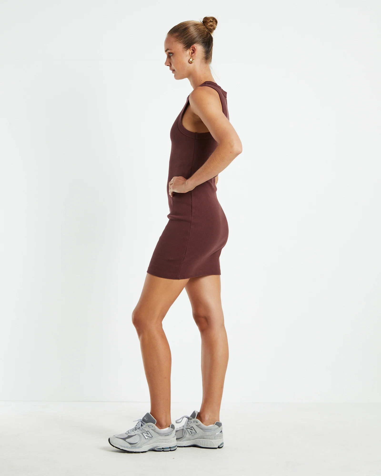 A heather Singlet Dress Coffee Brown - Image 4