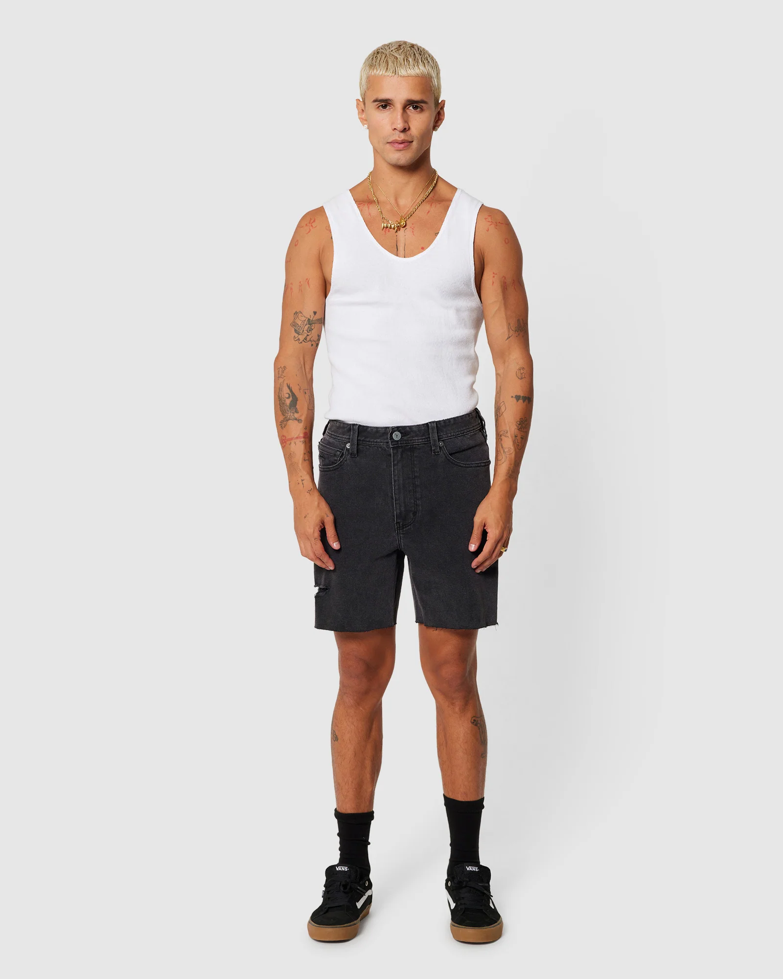 A2 Slim Rip Denim Shorts Bronson - Image 2