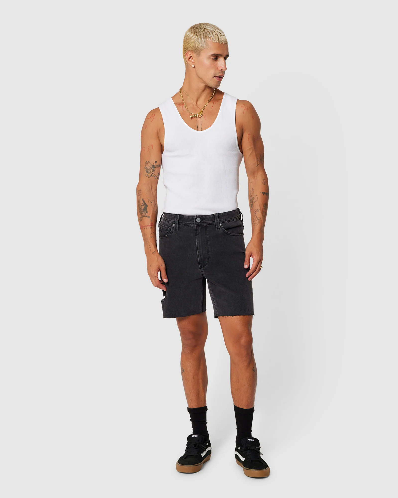 A2 Slim Rip Denim Shorts Bronson - Image 3
