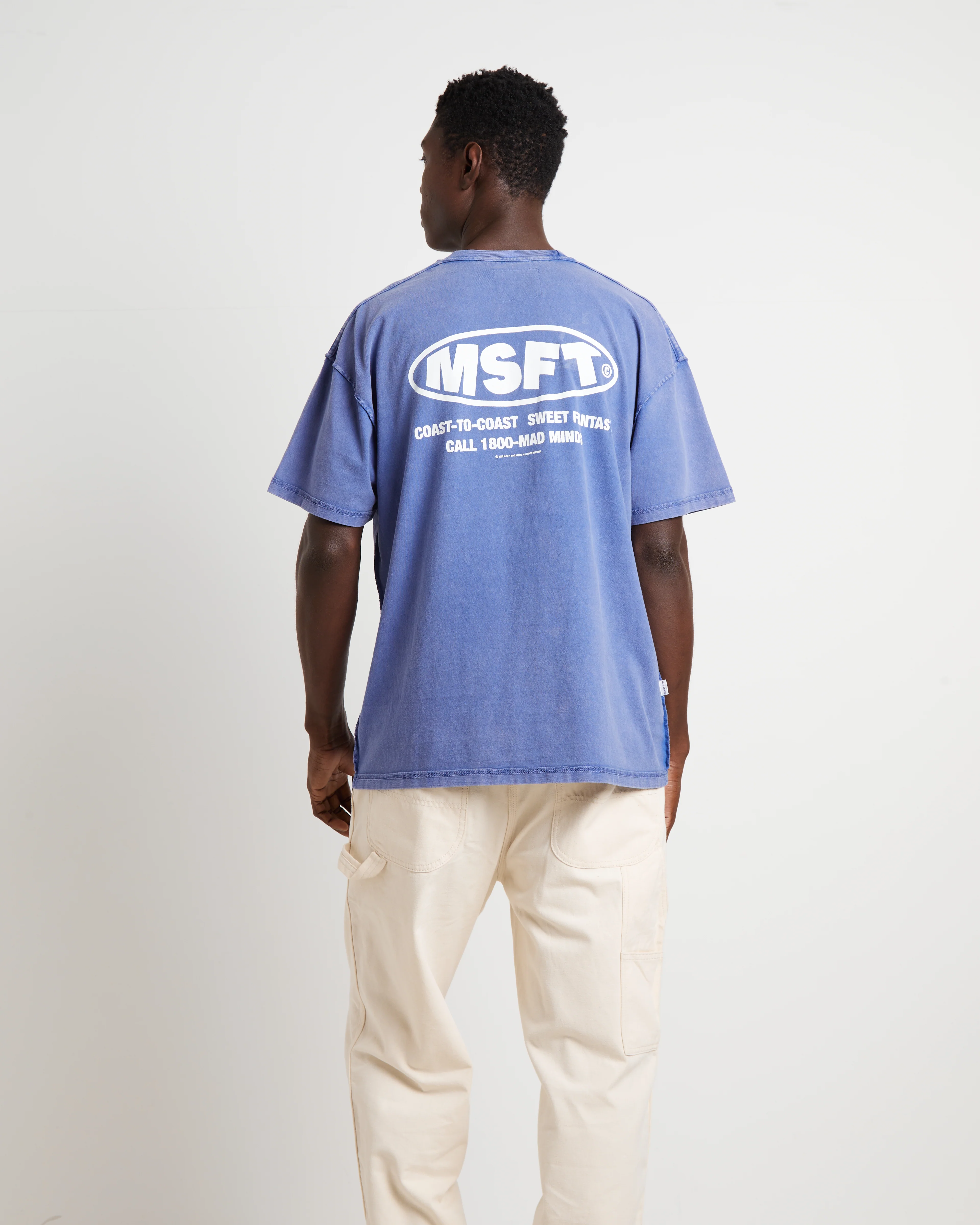 Acetime Reverse Short Sleeve T-Shirt in Acid Blue Print - Image 2
