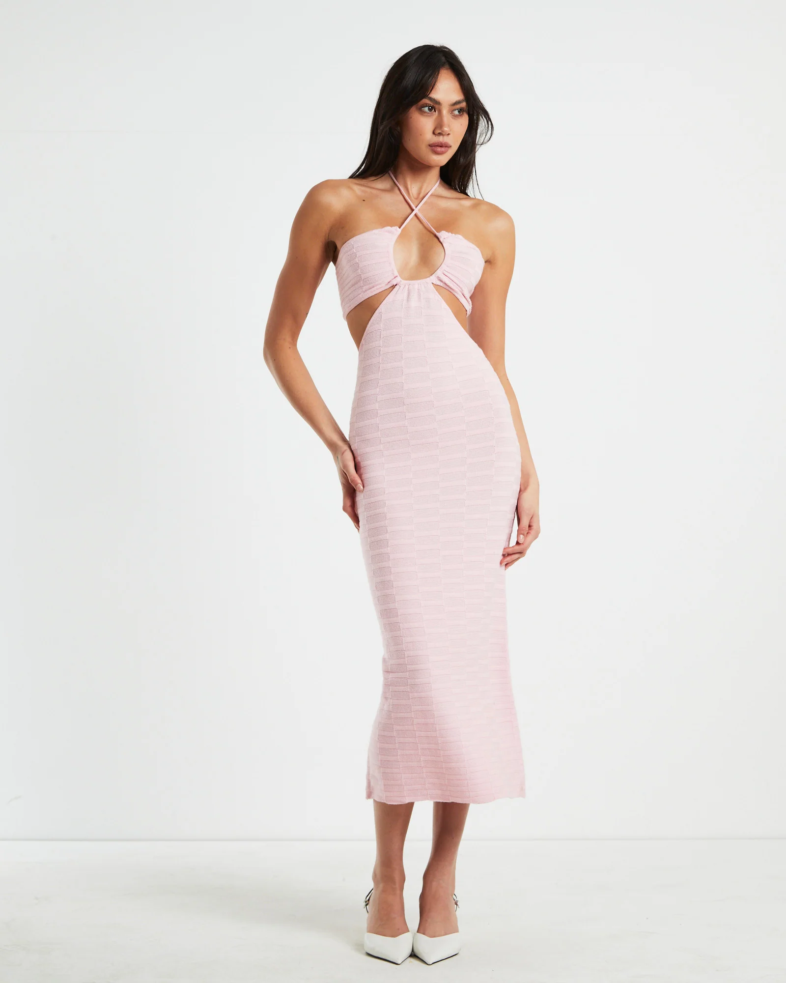 Alana Keyhole Knit Midi Dress in Pink - Image 5