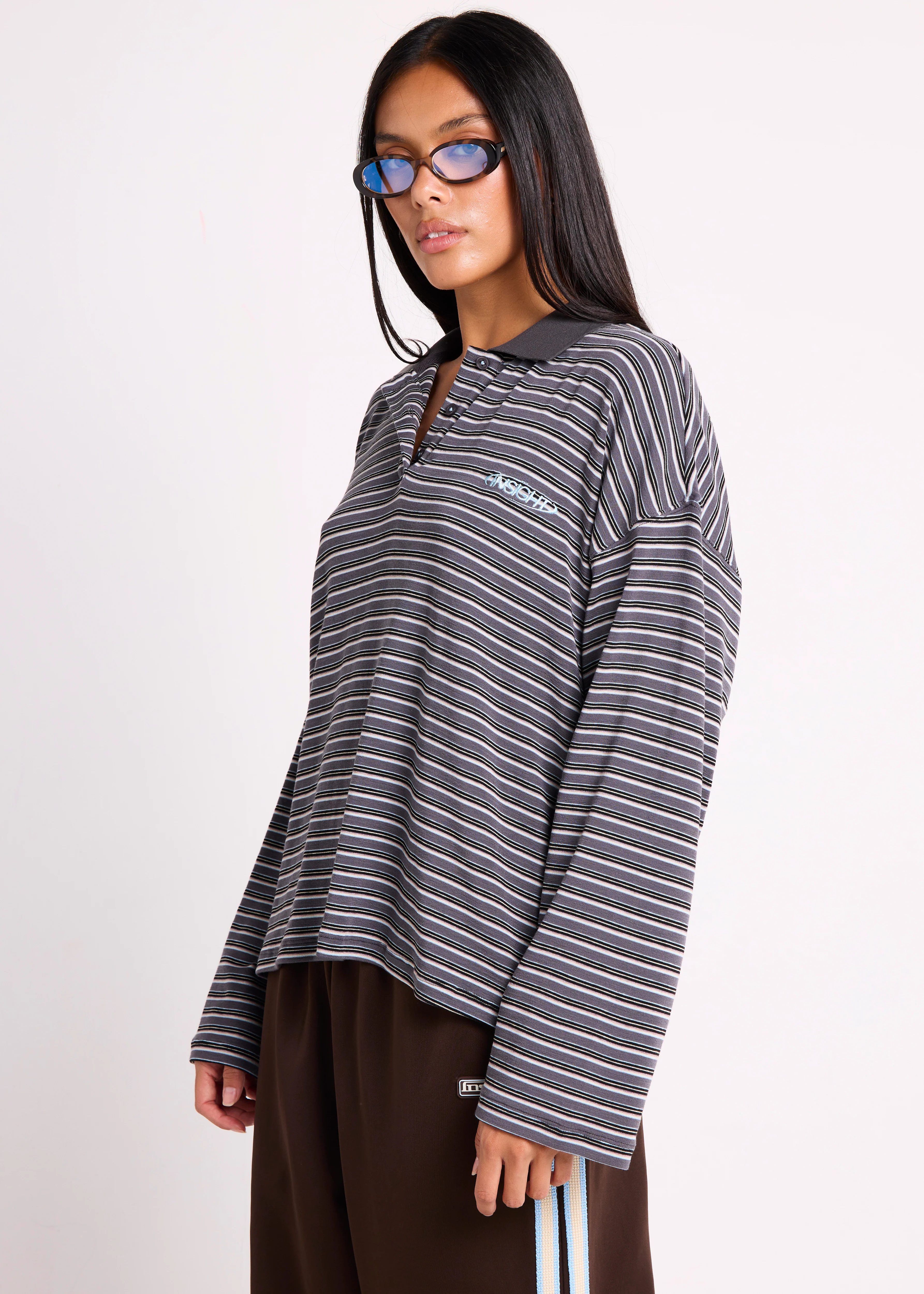Alexa Stripe Long Sleeve Polo - Image 3