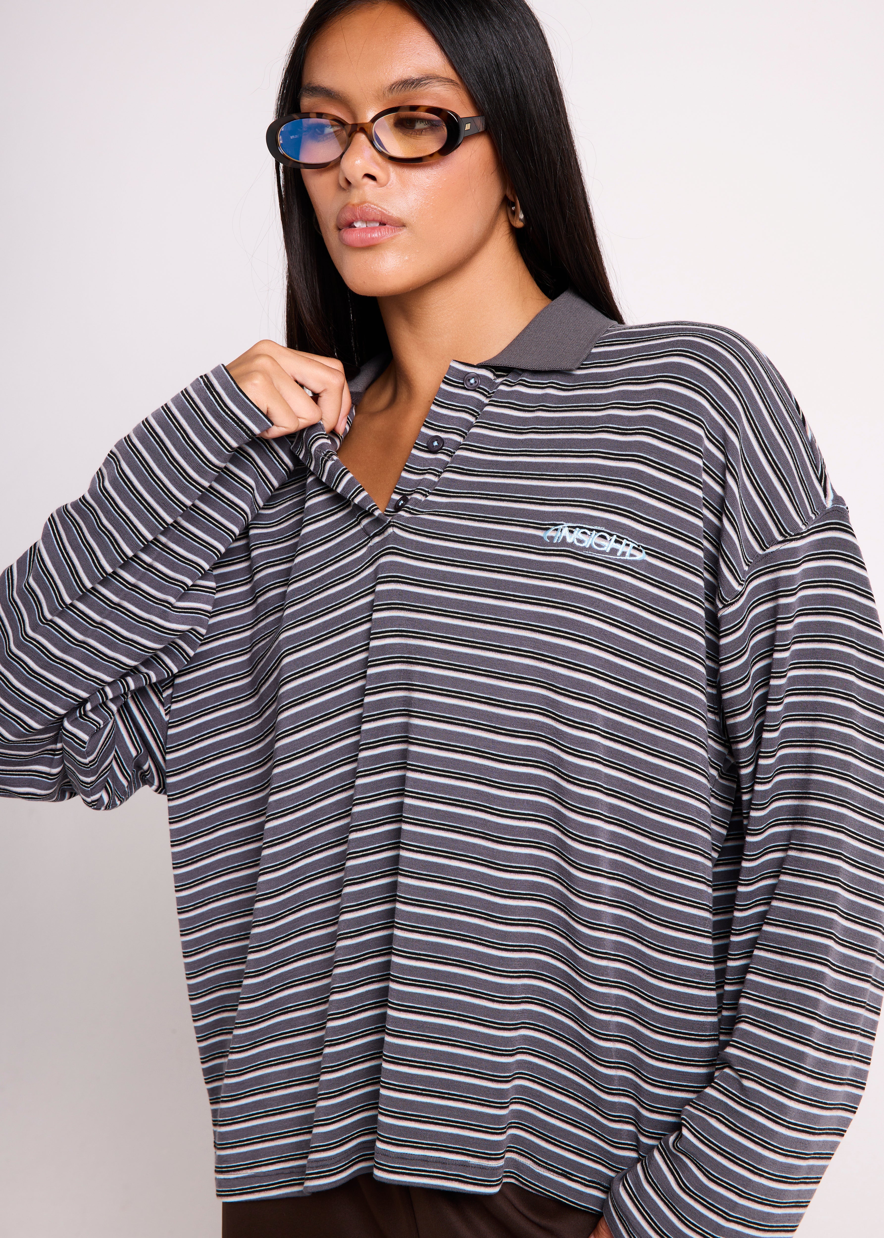 Alexa Stripe Long Sleeve Polo - Image 5