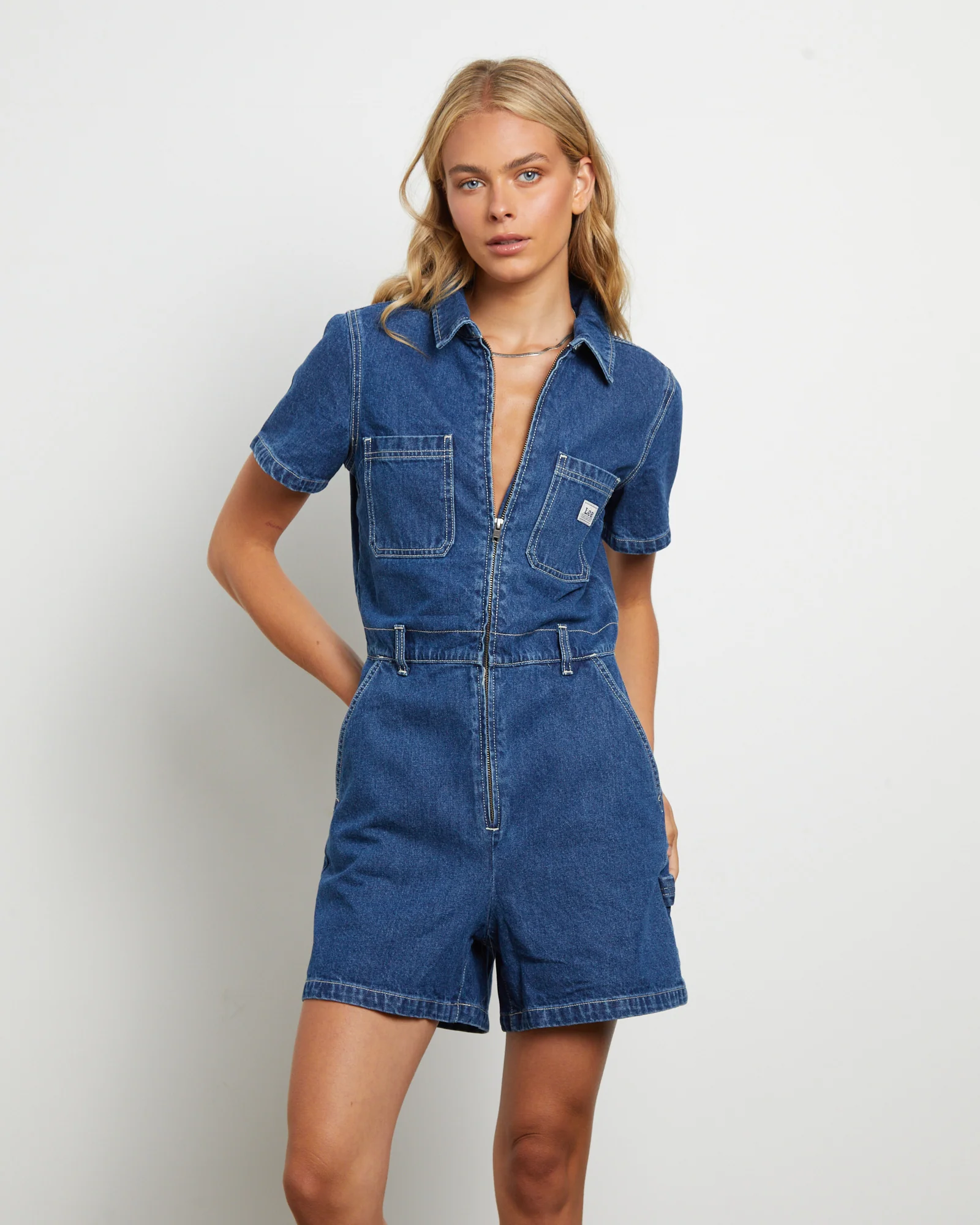 Alexis Denim Romper in Limited Blue - Image 3
