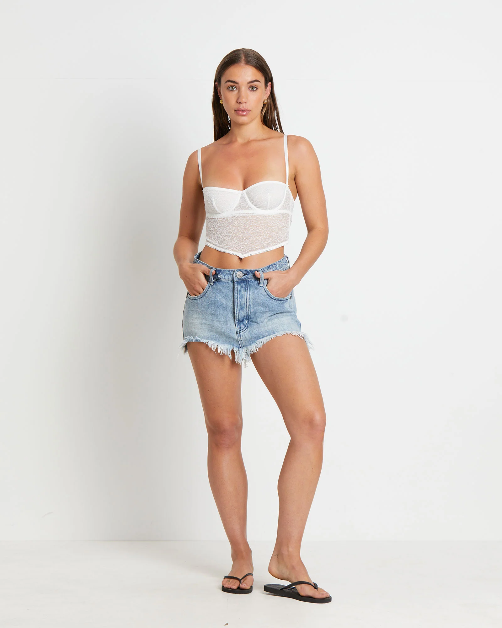 Alexis Lace Overlay Underwire Top in White - Image 3