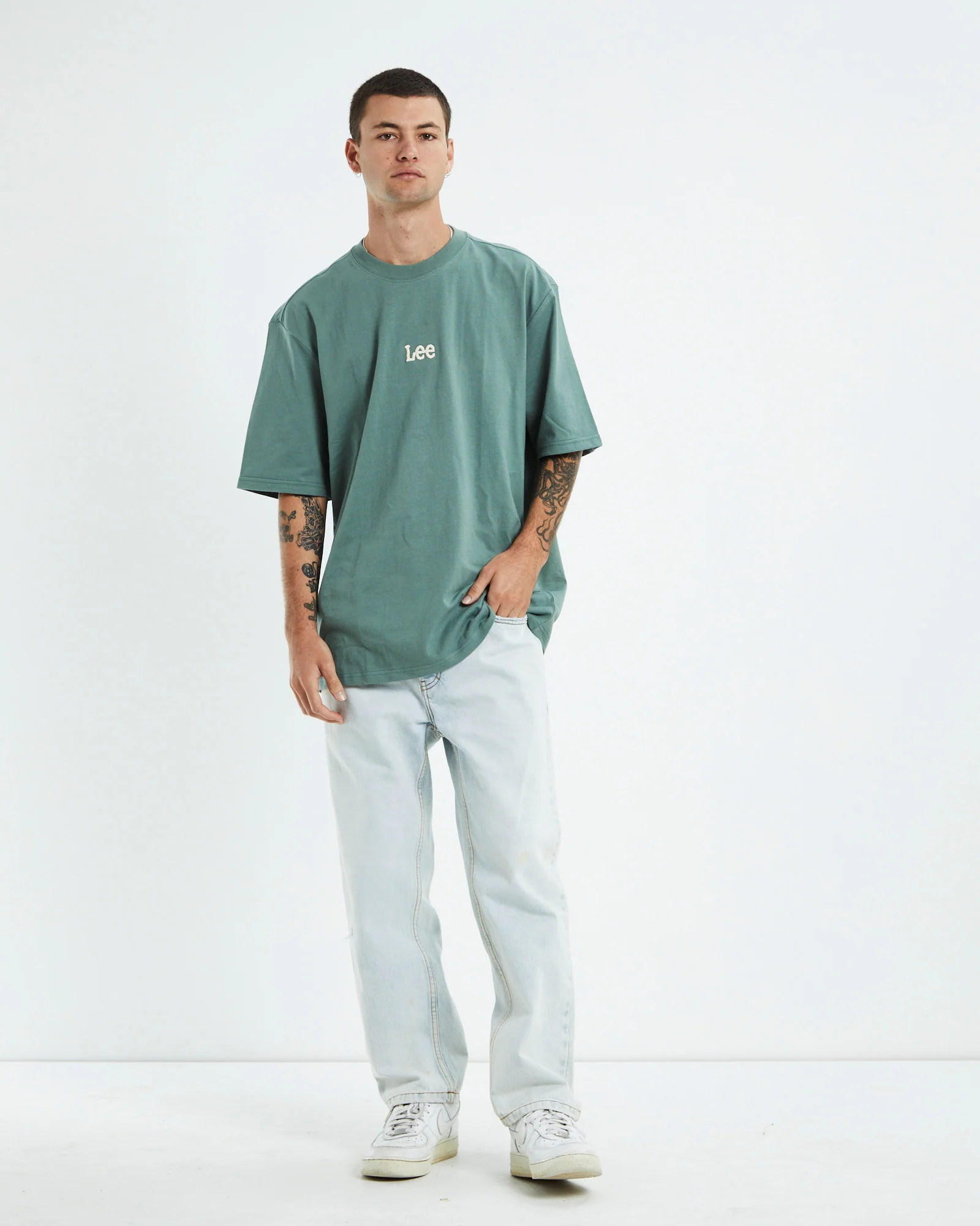 Altos Baggy Short Sleeve T-Shirt Smokey Jade Green - Image 3