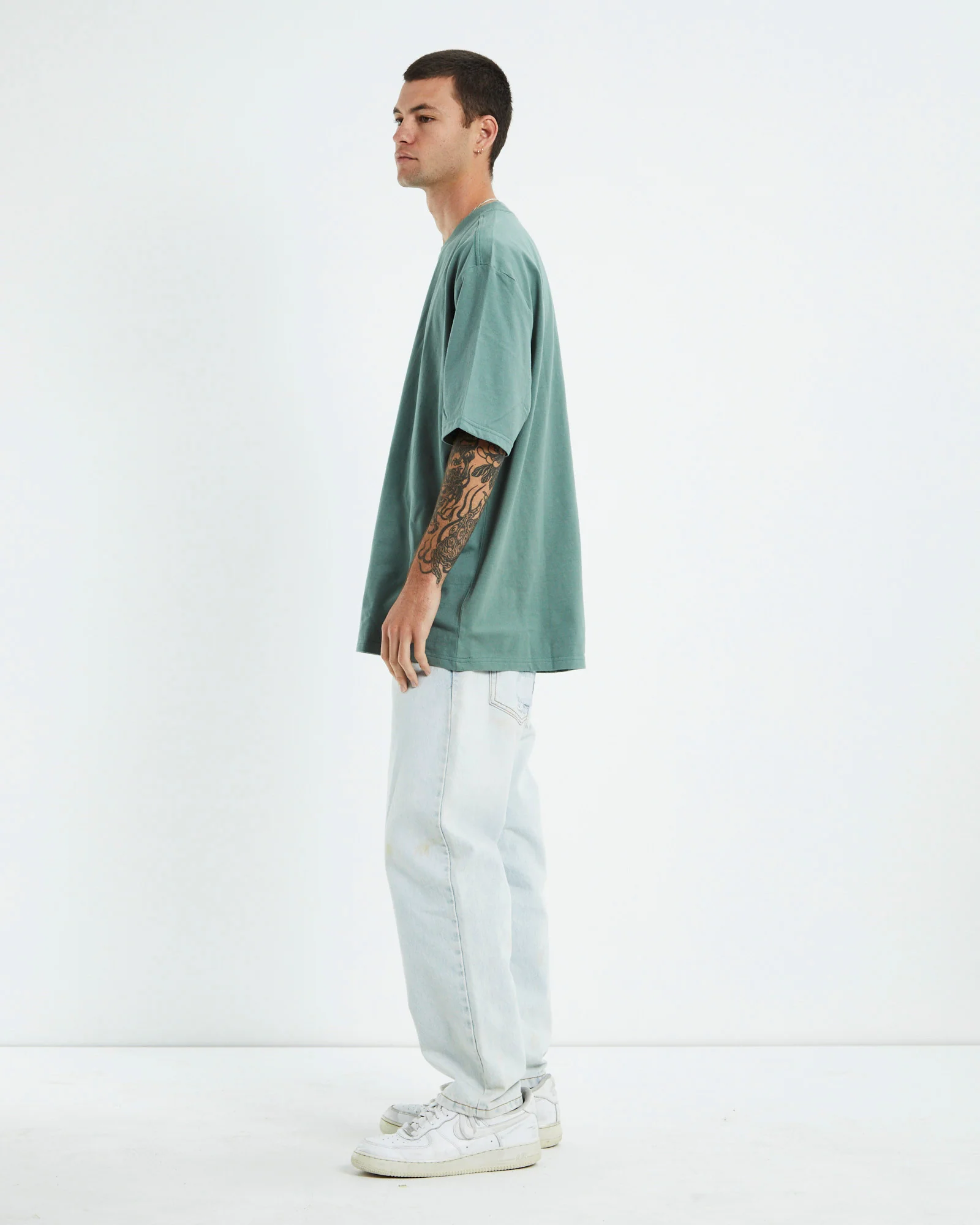 Altos Baggy Short Sleeve T-Shirt Smokey Jade Green - Image 4