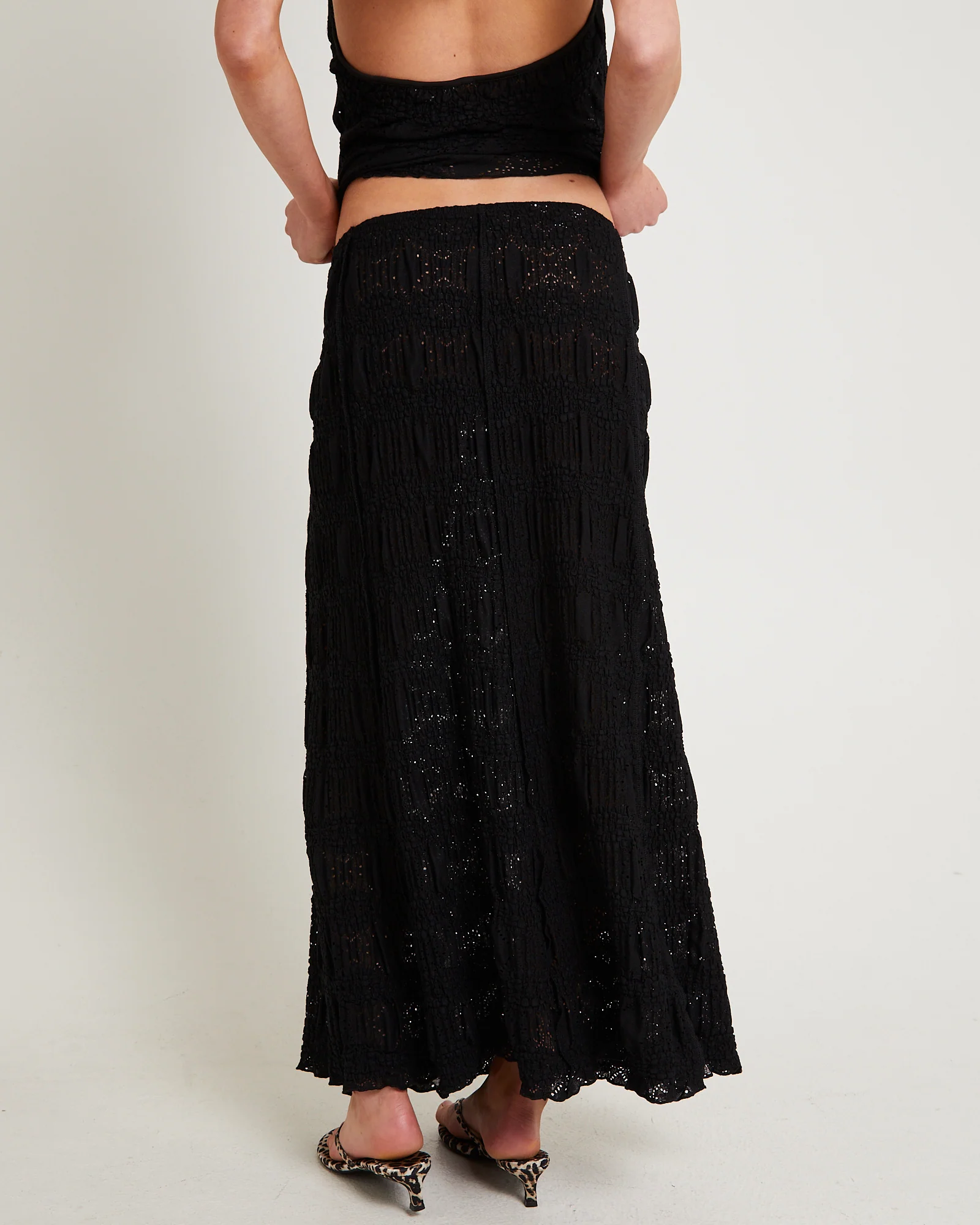 Amore Asymmetrical Textured Maxi Skirt - Image 4