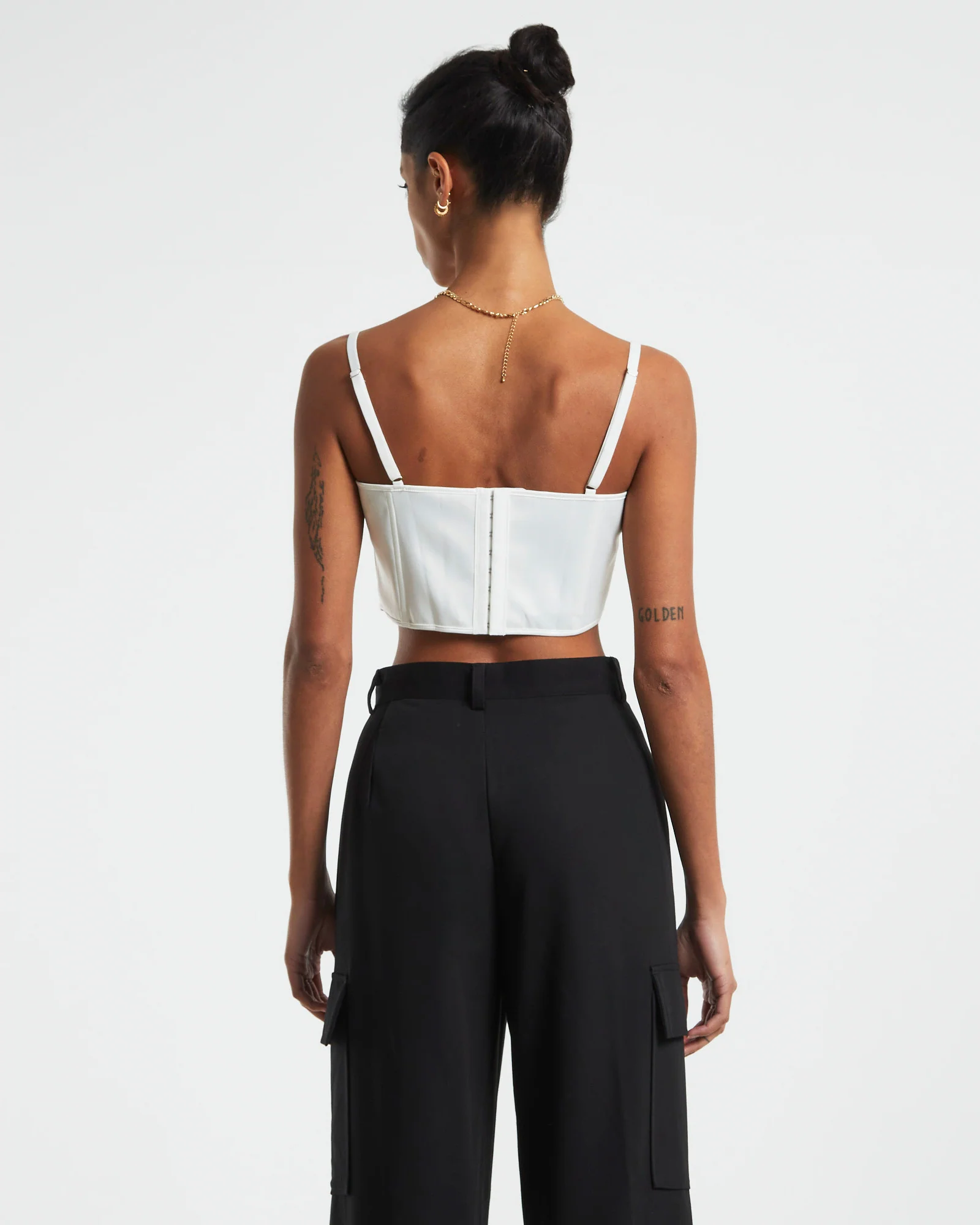 Andra Cut Out Sateen Corset Top Cream - Image 2