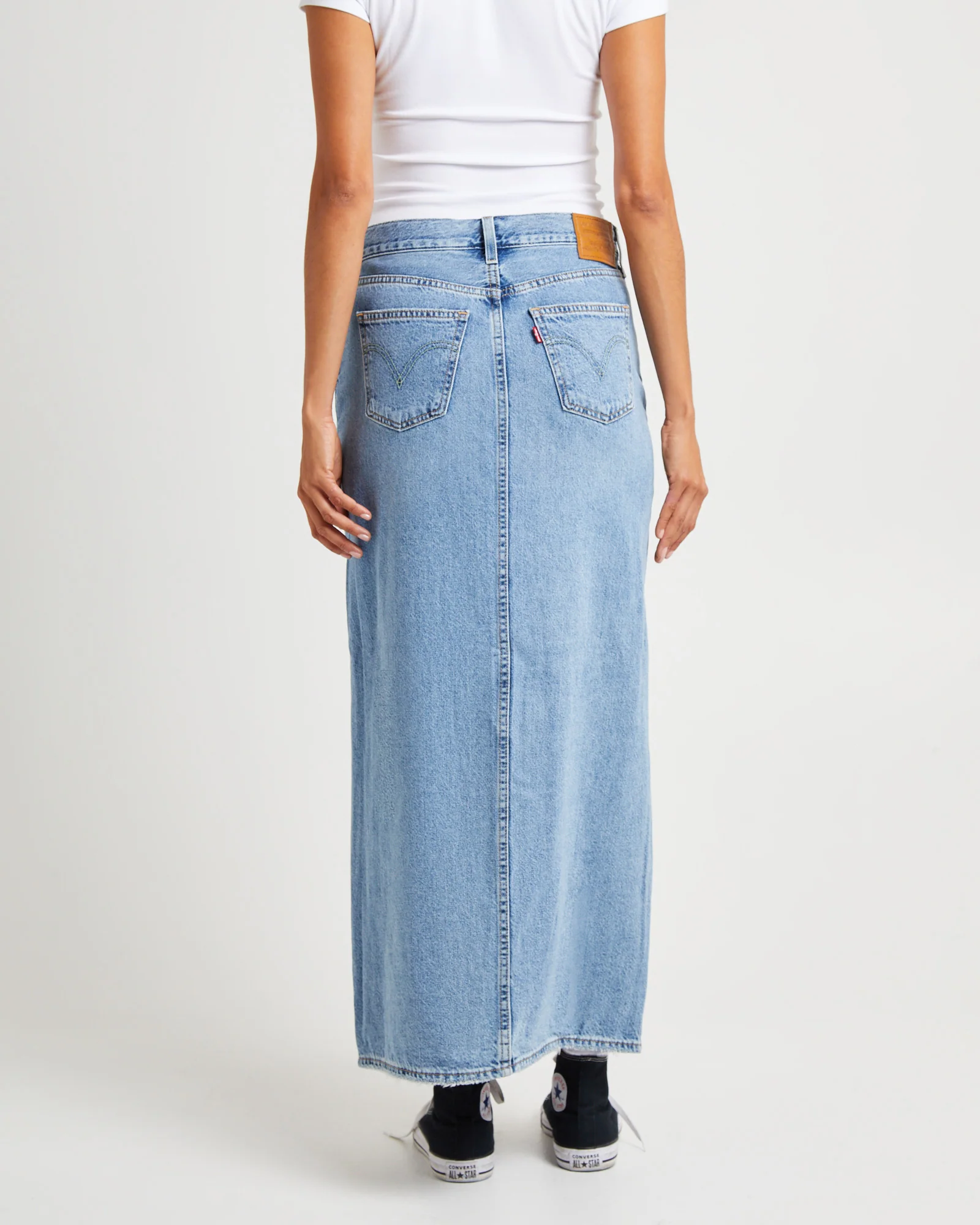 Ankle Column Denim Maxi Skirt Please Hold - Image 3