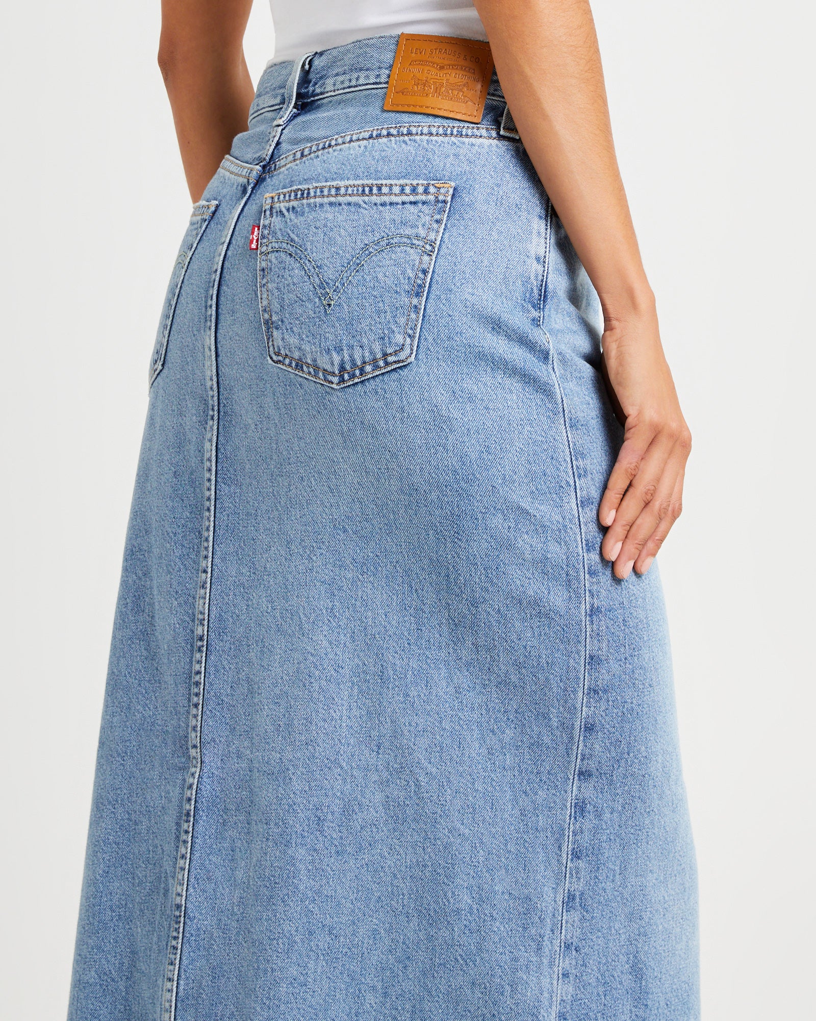 Ankle Column Denim Maxi Skirt Please Hold - Image 5