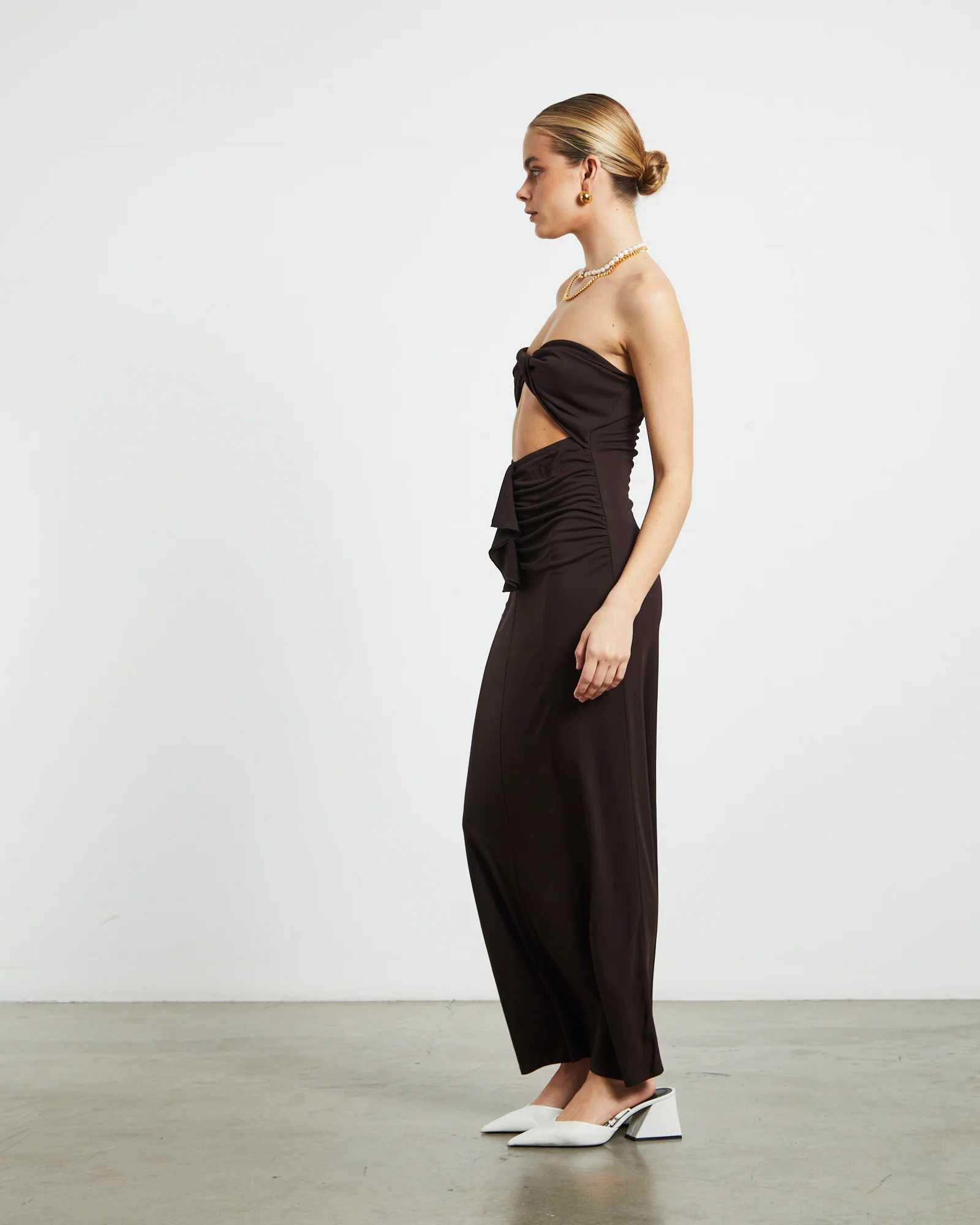 Aria Cut Out Tube Dress in Dark Chocolate - Image 2