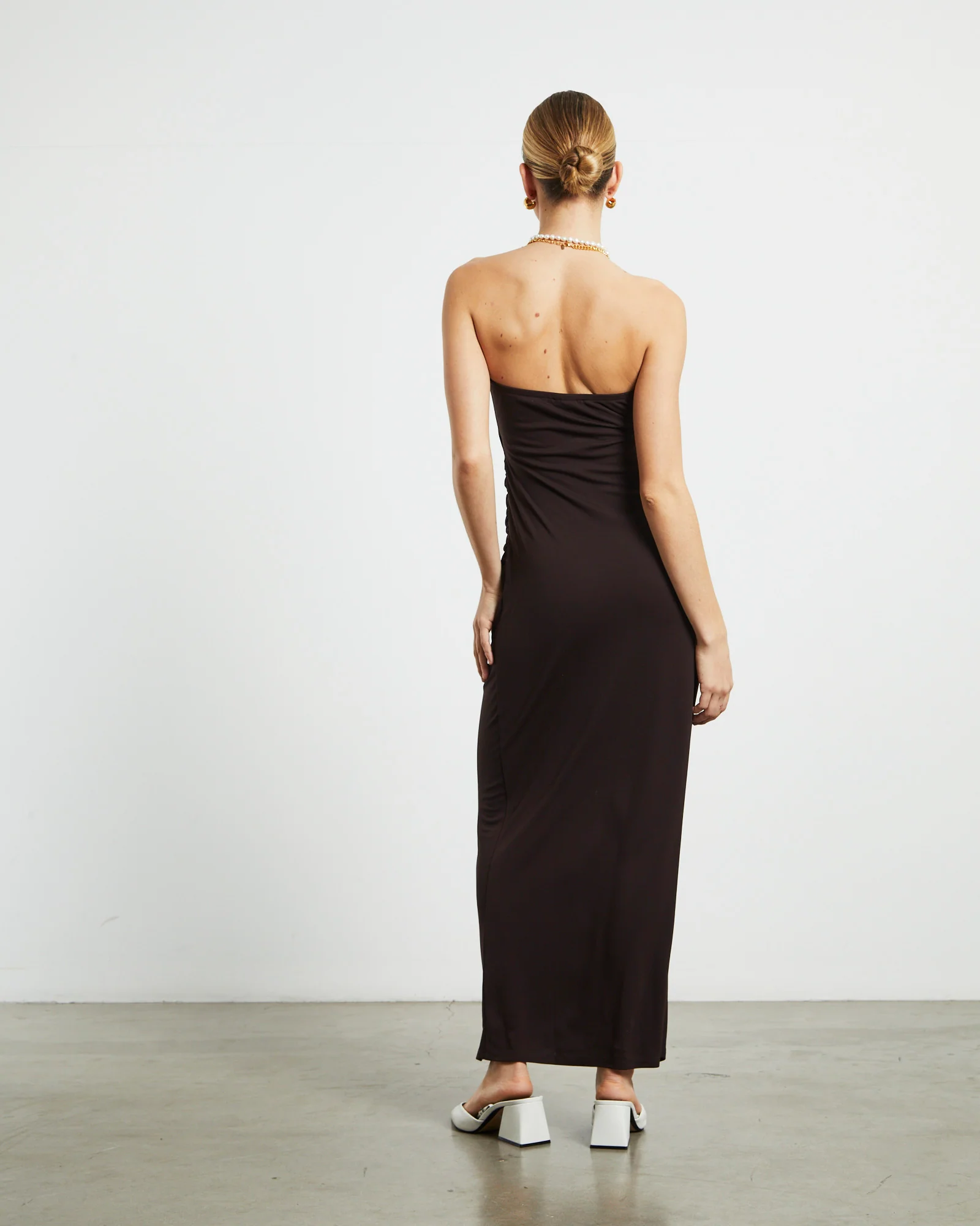 Aria Cut Out Tube Dress in Dark Chocolate - Image 3