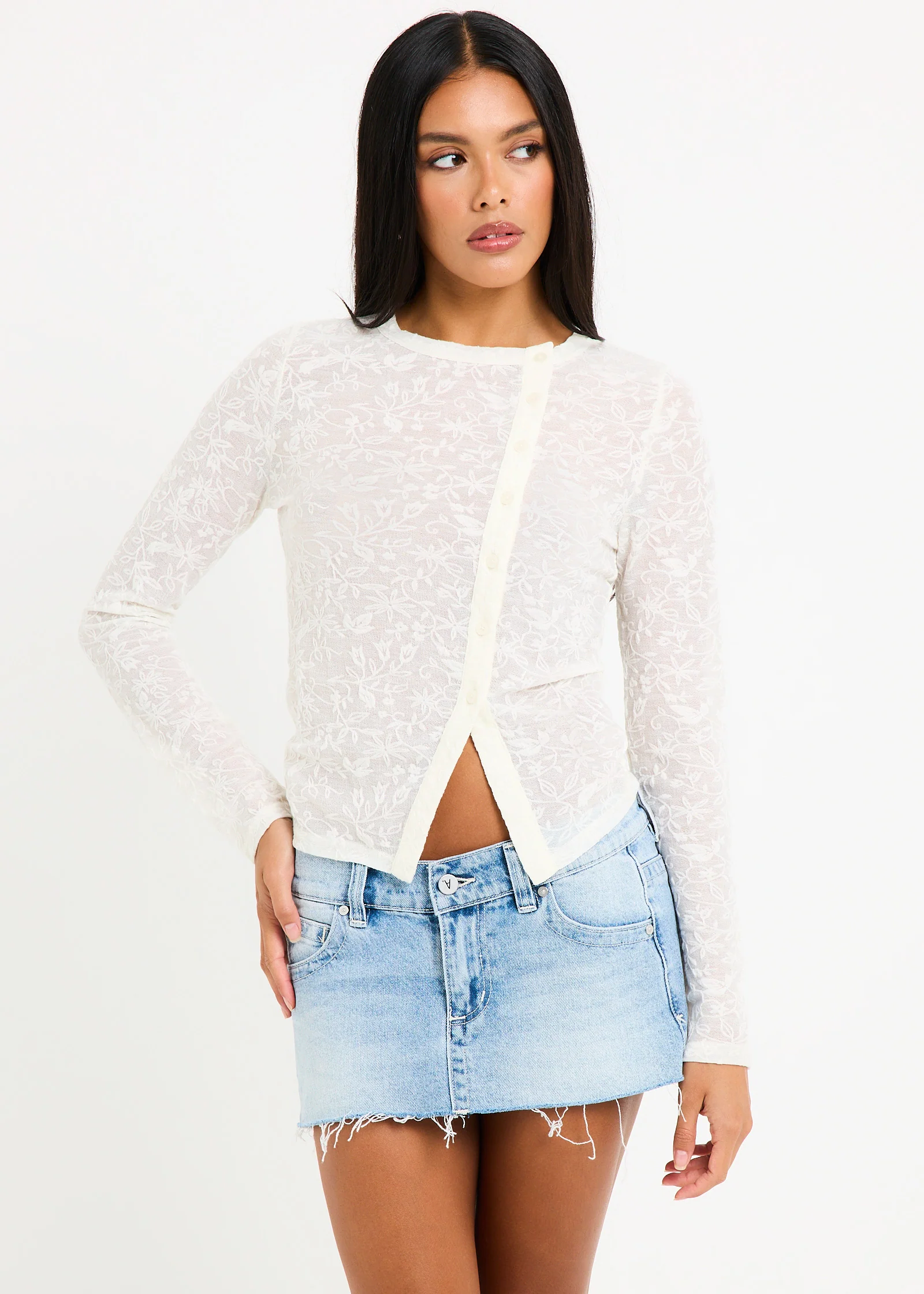 Ariel Crinkle Long Sleeve Button Top - Image 3