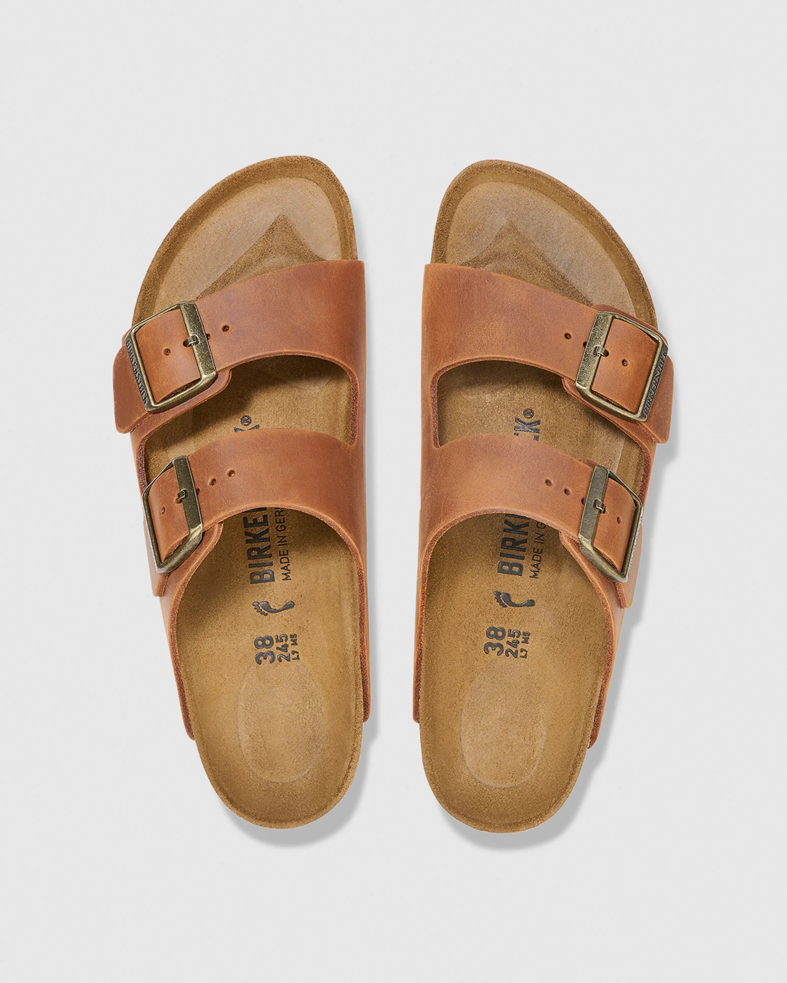 Arizona Oiled Leather Sandals Cognac - Image 4