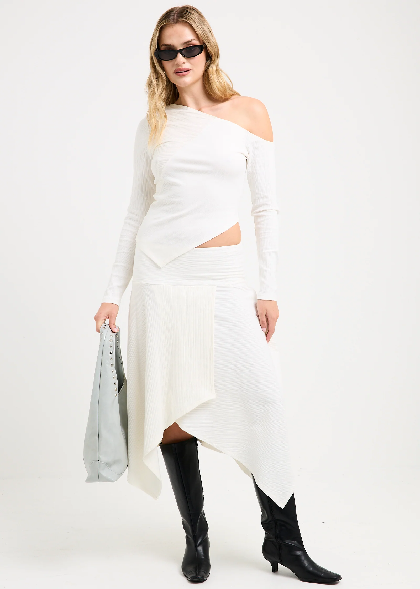 Ashley Ribbed Assymetrical Top - Image 2