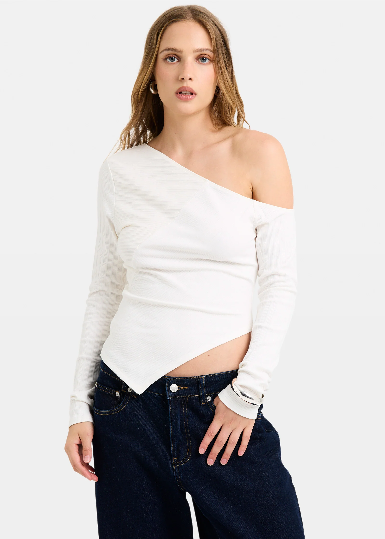 Ashley Ribbed Assymetrical Top - Image 3