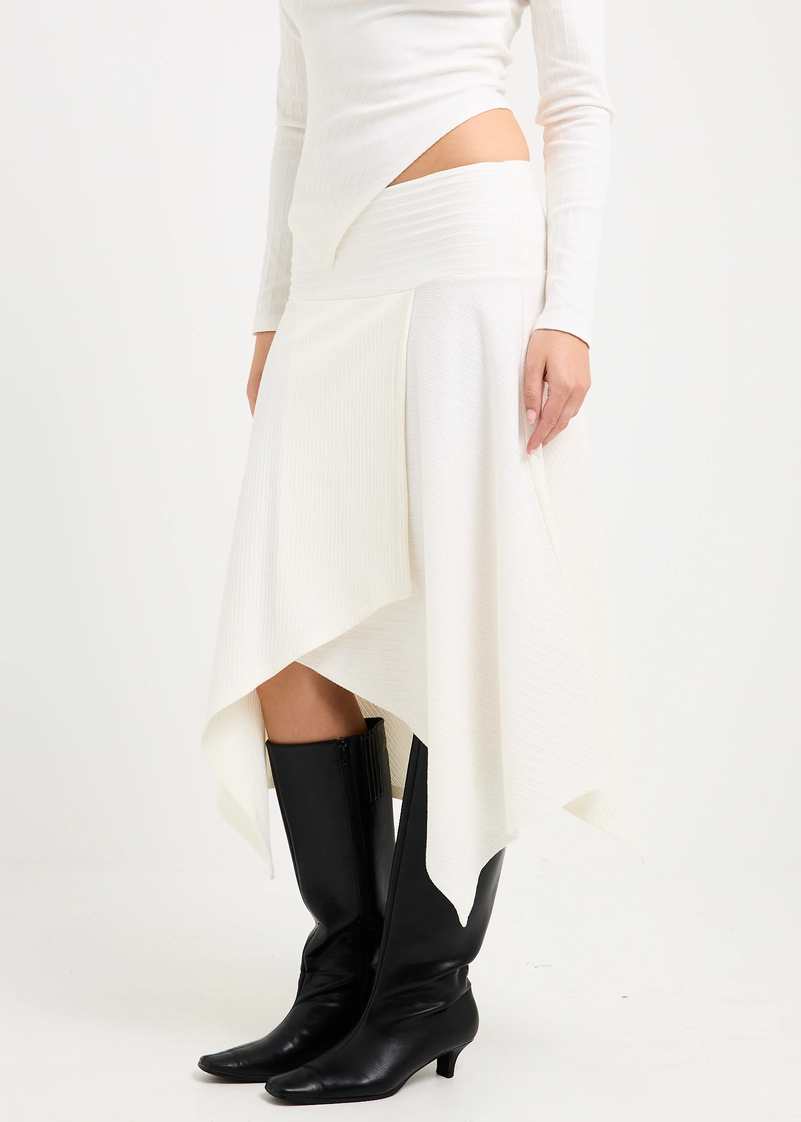 Ashley Ribbed Assymetrical Wrap Midi Skirt - Image 3