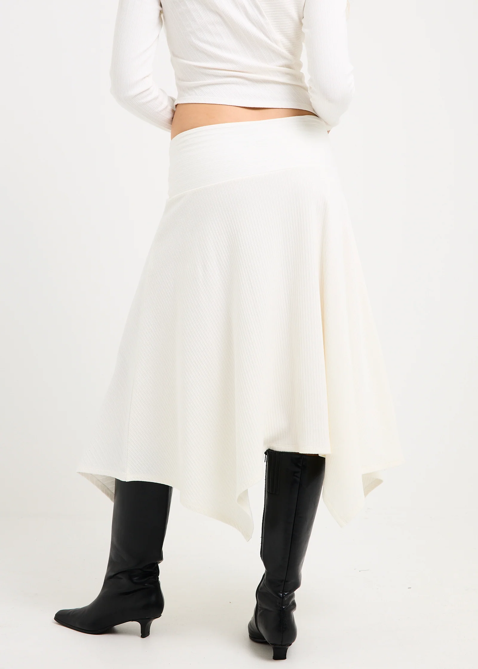 Ashley Ribbed Assymetrical Wrap Midi Skirt - Image 4