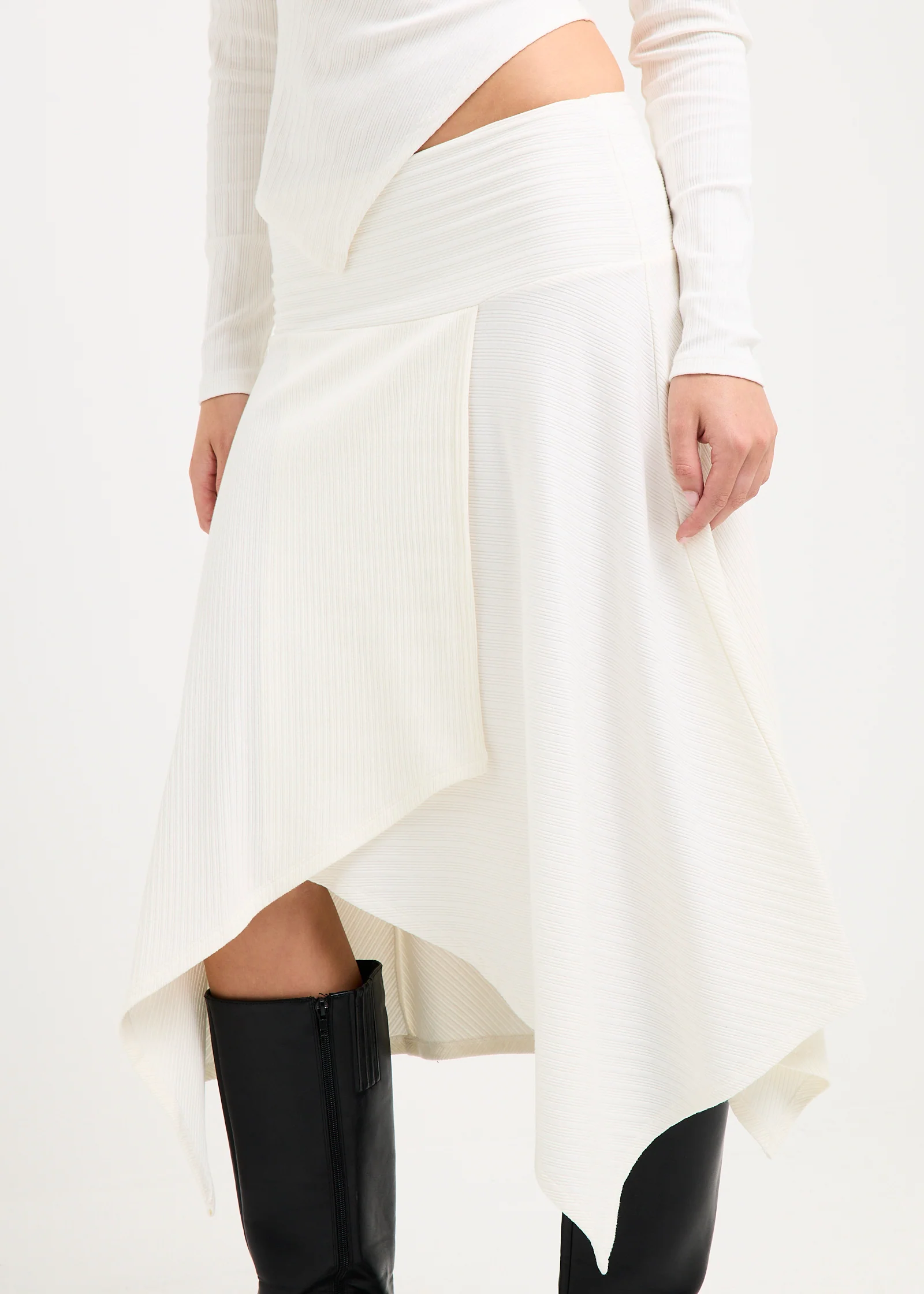 Ashley Ribbed Assymetrical Wrap Midi Skirt - Image 5