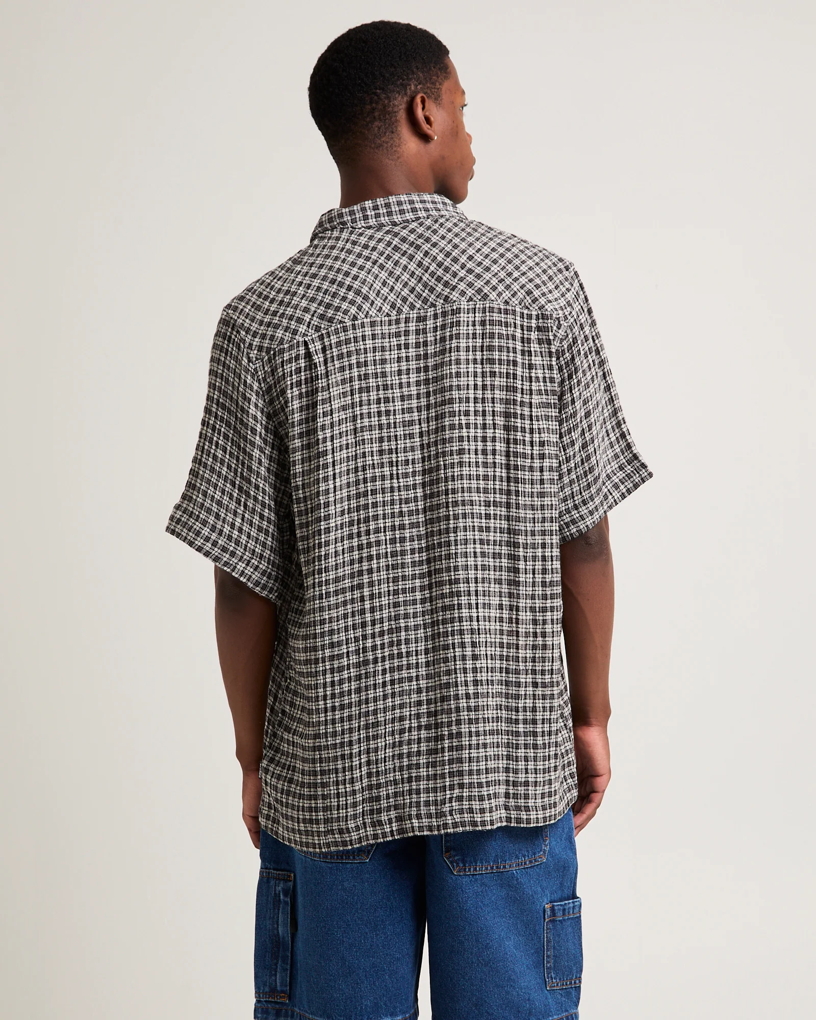 Asta Seer Sucker Regular Shirt Steel Check - Image 2