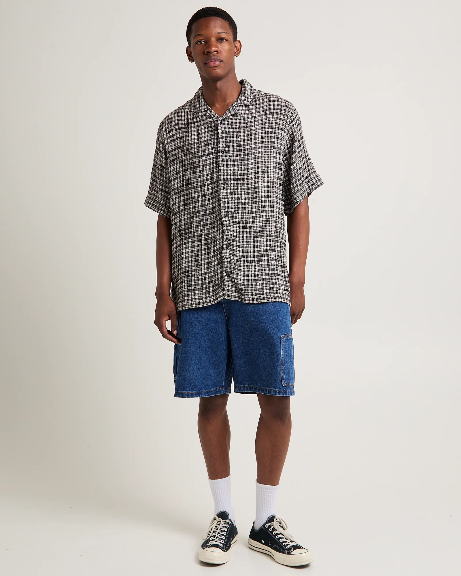 Asta Seer Sucker Regular Shirt Steel Check - Image 3