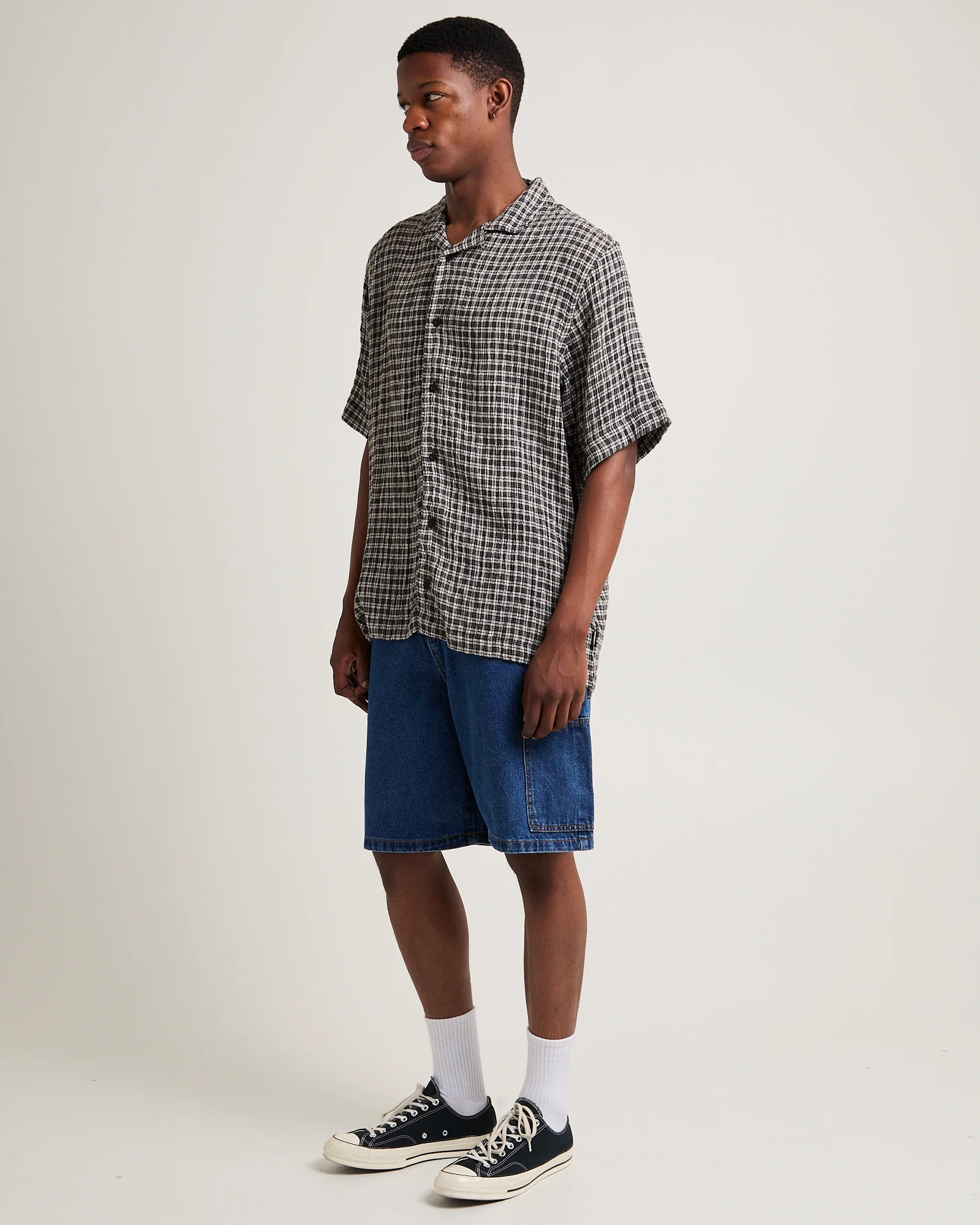 Asta Seer Sucker Regular Shirt Steel Check - Image 4