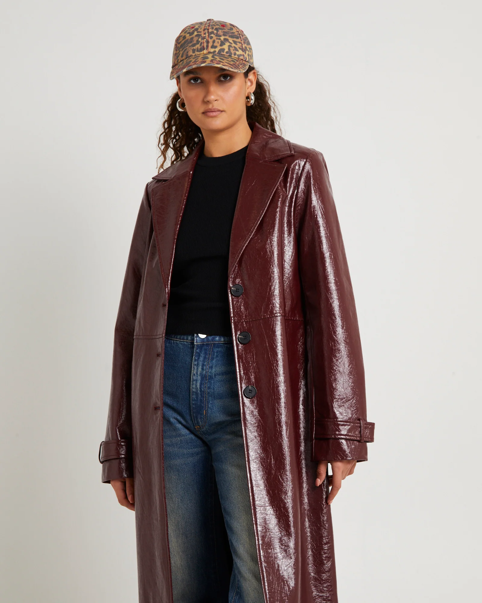 Aubrey Leather Look Longline Coat - Image 4