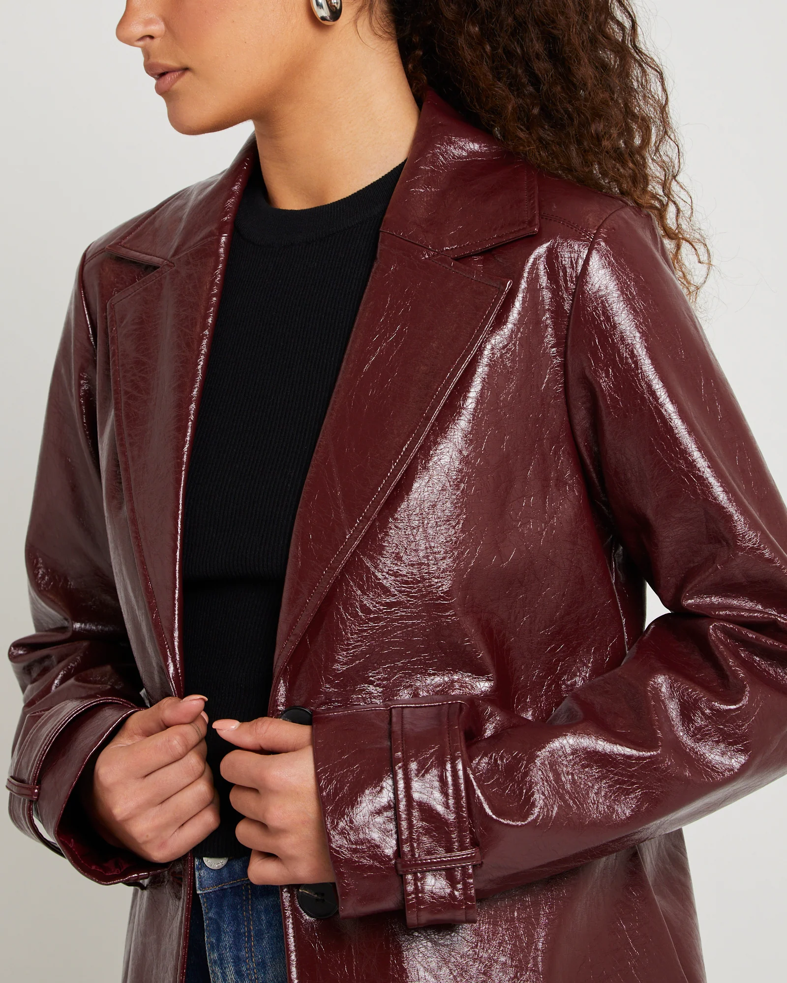 Aubrey Leather Look Longline Coat - Image 5