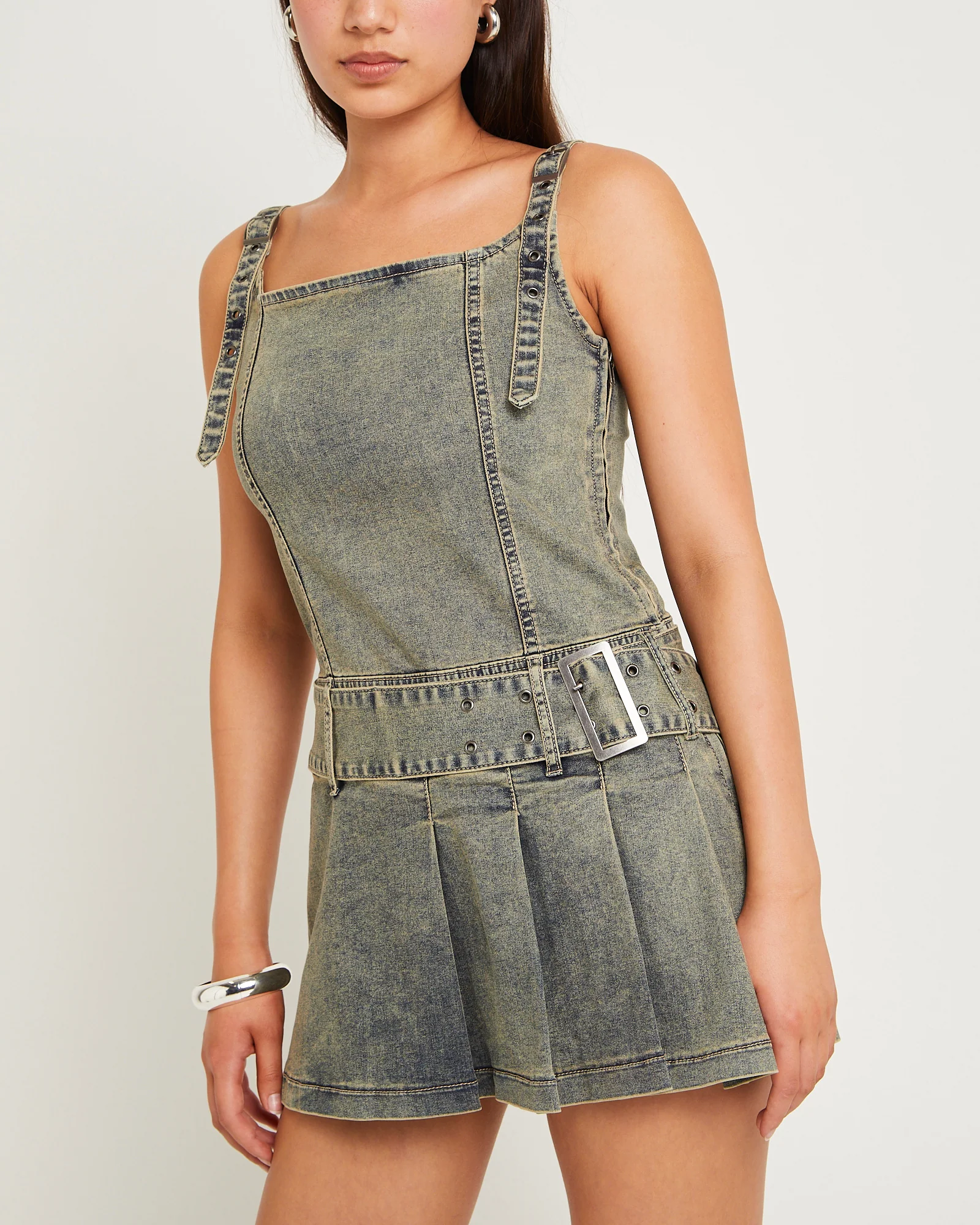 Autry Denim Pleat Mini Dress - Image 6
