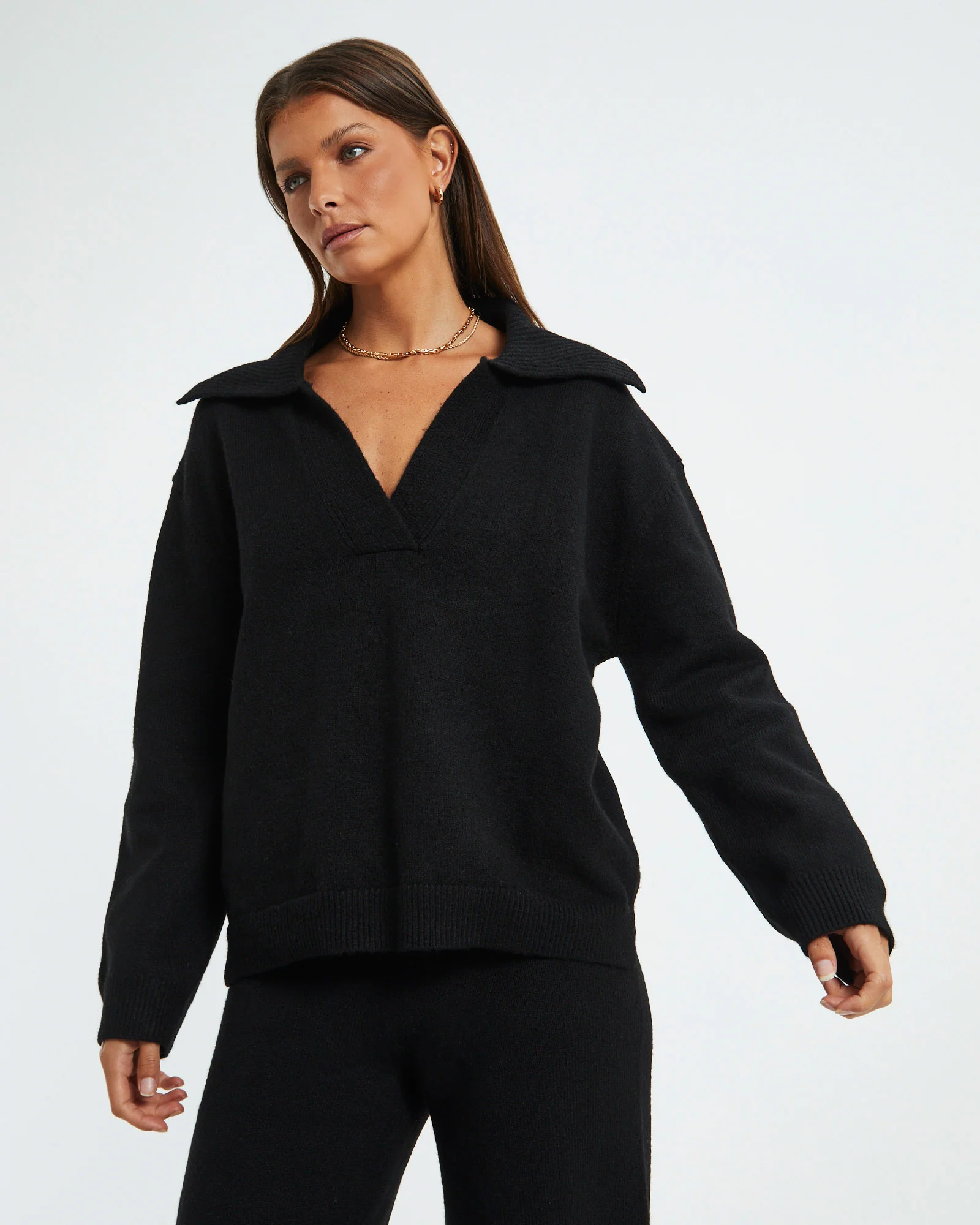 Avari Knit Lounge Polo Black - Image 5