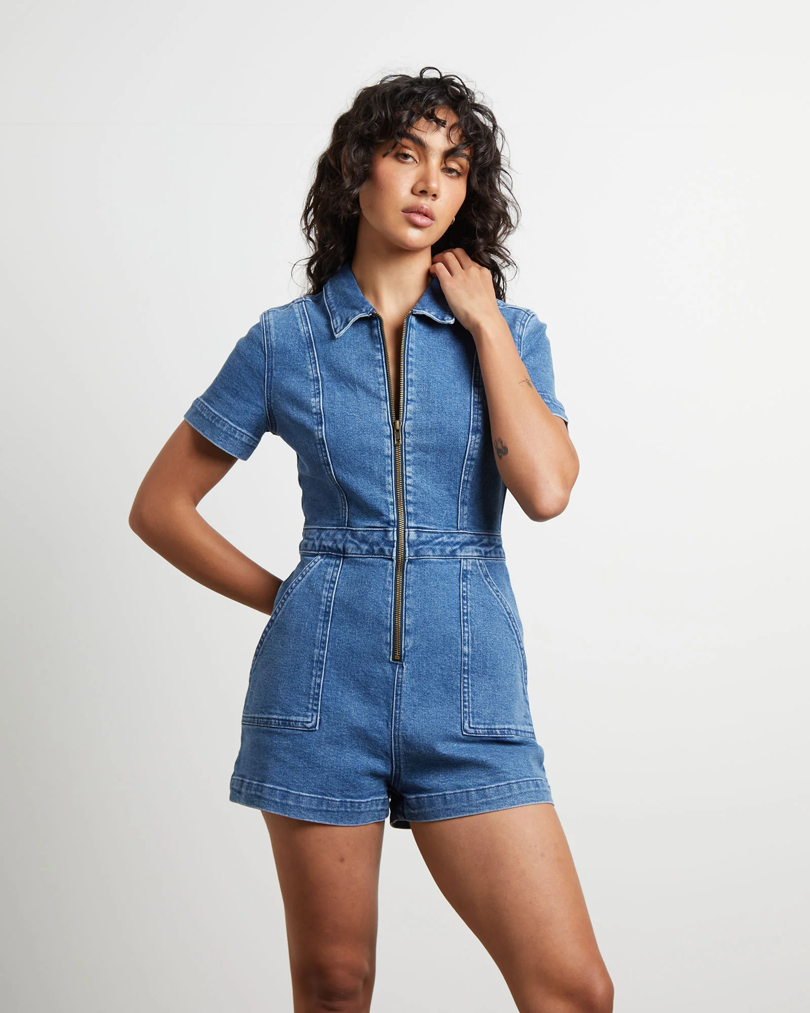 Avianna Denim Boilersuit in Mid 90's Blue - Image 3