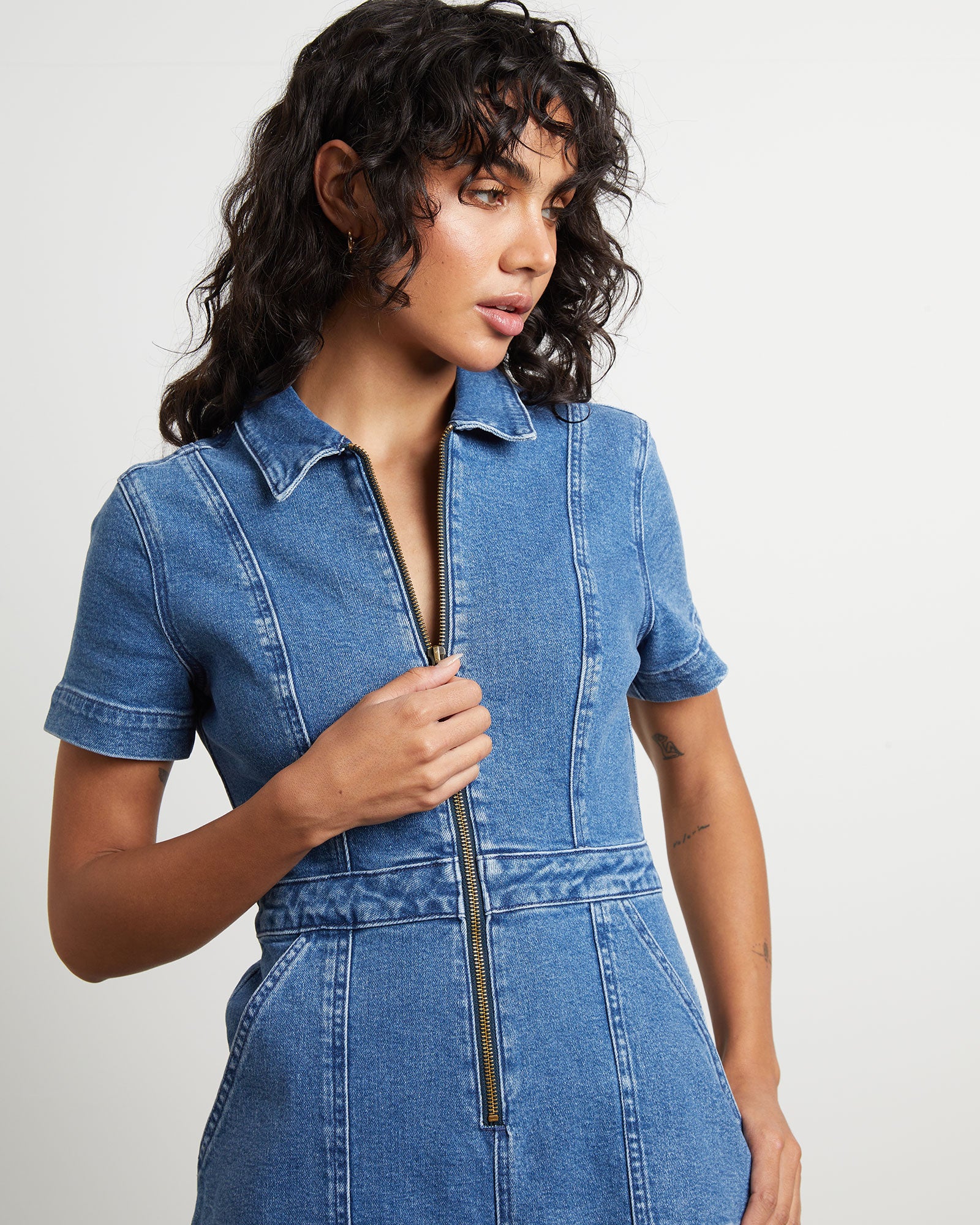 Avianna Denim Boilersuit in Mid 90's Blue - Image 5
